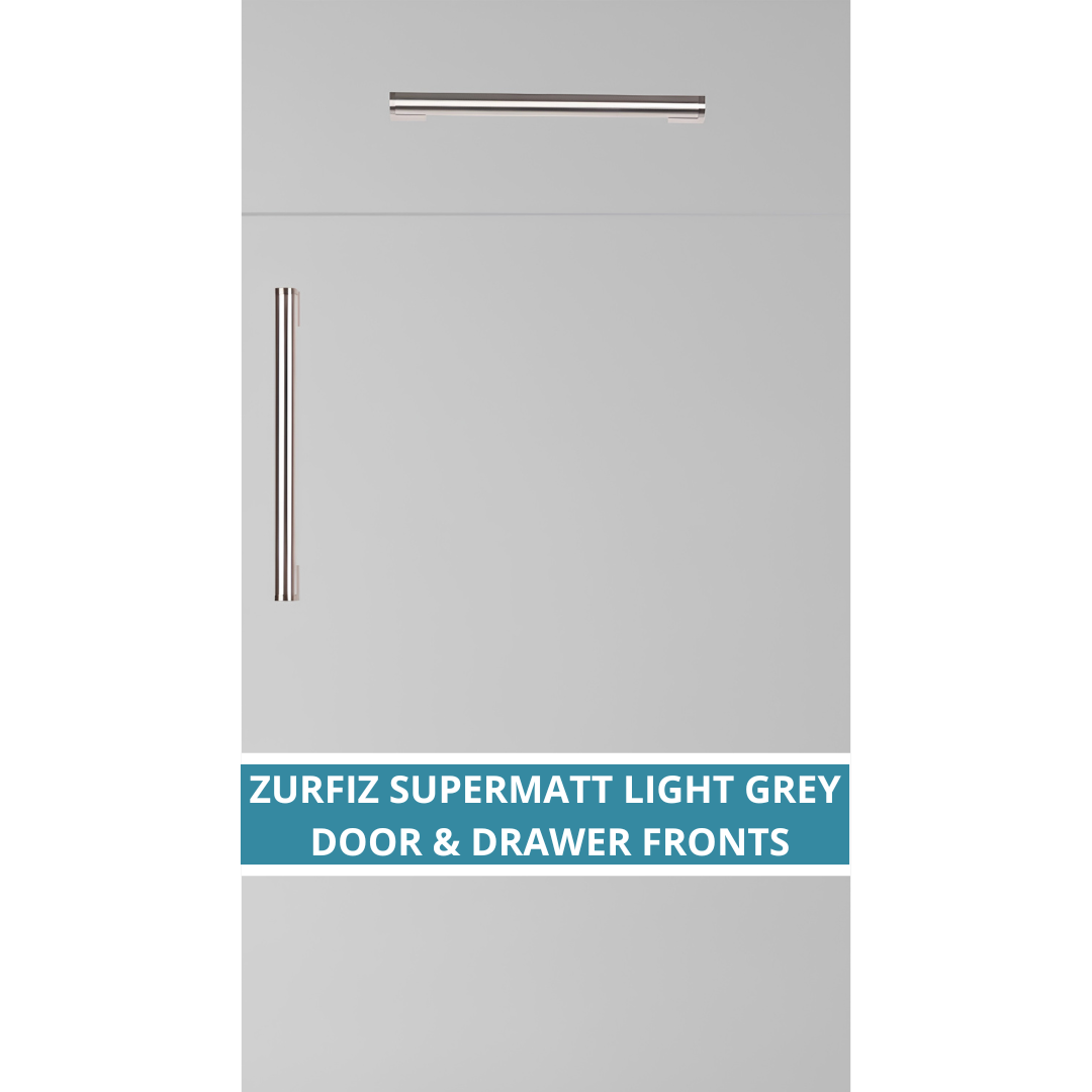 EXAMPLE OF A ZURFIZ SUPERMATT LIGHT GREY KITCHEN