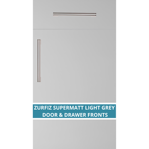 EXAMPLE OF A ZURFIZ SUPERMATT LIGHT GREY KITCHEN