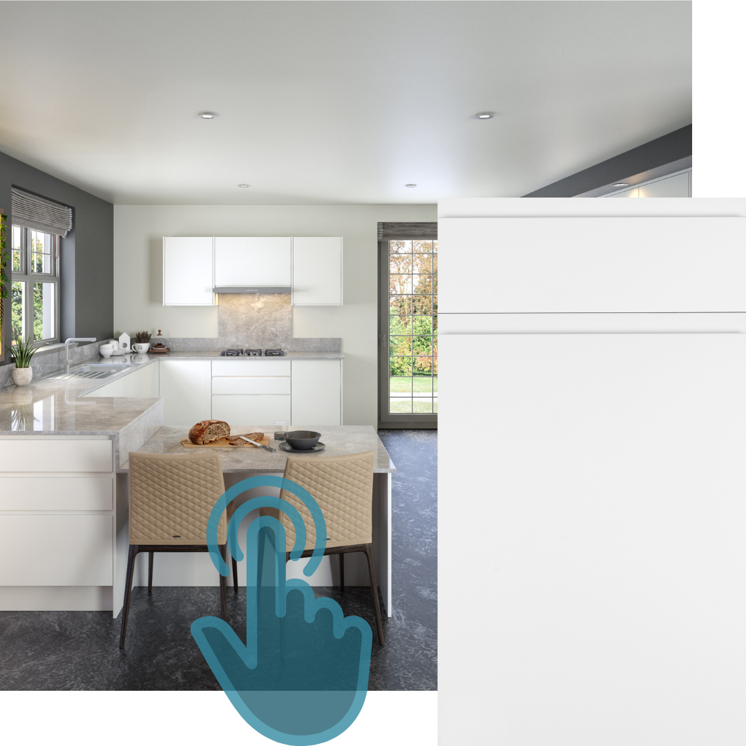 EXAMPLE OF J-PULL SUPERMATT WHITE KITCHEN