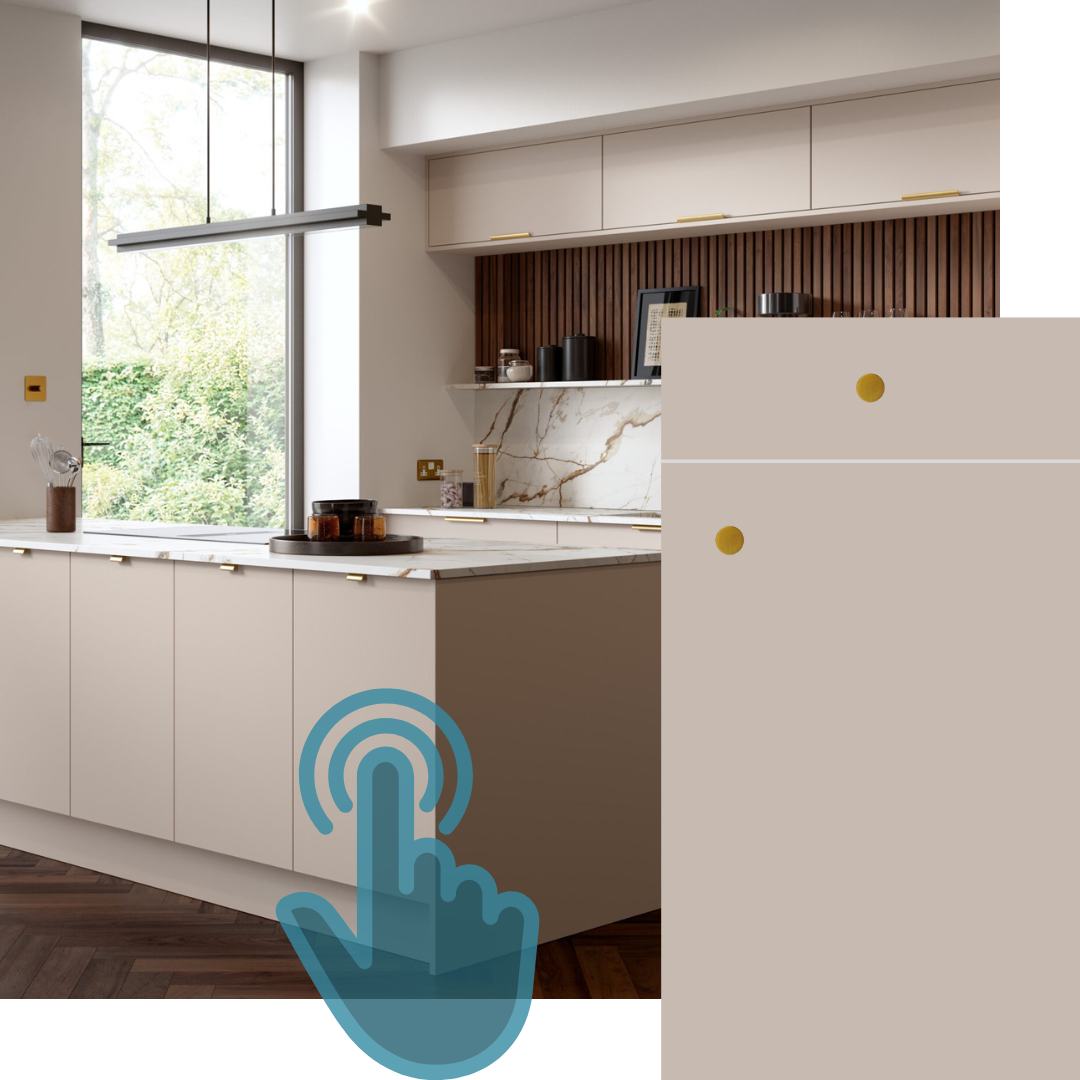 EXAMPLE OF AN ORA SUPERMATT CASHMERE KITCHEN