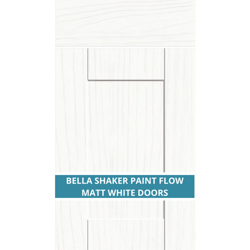 BELLA SHAKER PAINT FLOW MATT WHITE KITCHEN DOOR AND DRAWER FRONTS