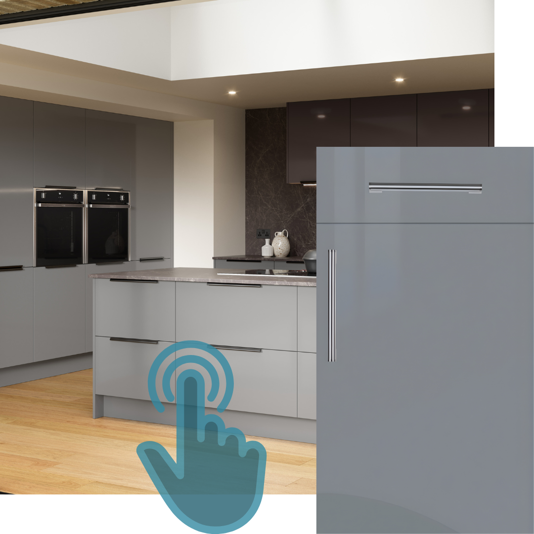 EXAMPLE ZURFIZ SUPER GLOSS DUST GREY KITCHEN