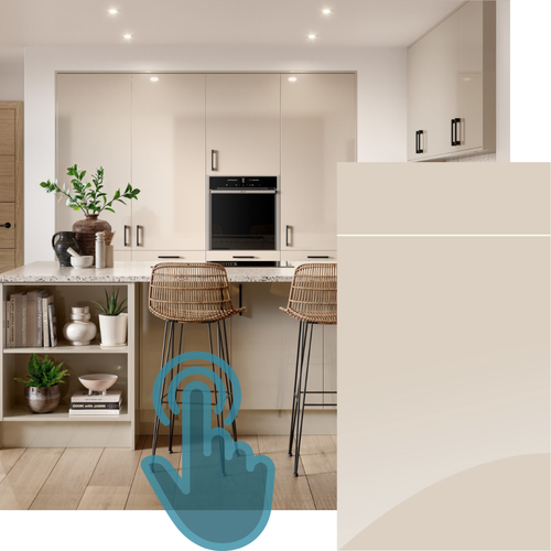 EXAMPLE OF AN ORA SUPER GLOSS CASHMERE KITCHEN