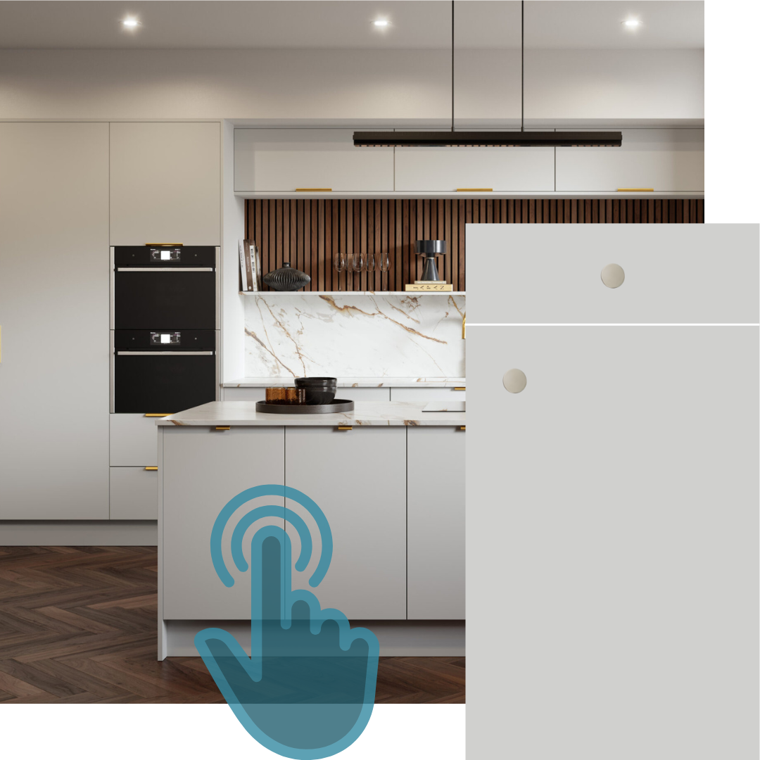 EXAMPLE OF AN ORA SUPERMATT LIGHT GREY KITCHEN