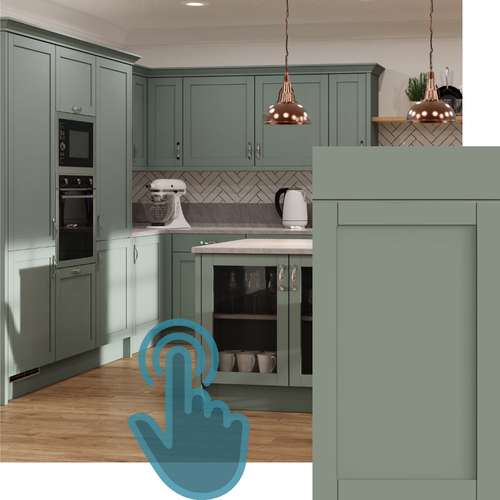 EXAMPLE OF AN WATERFORD SUPERMATT SAGE GREEN KITCHEN