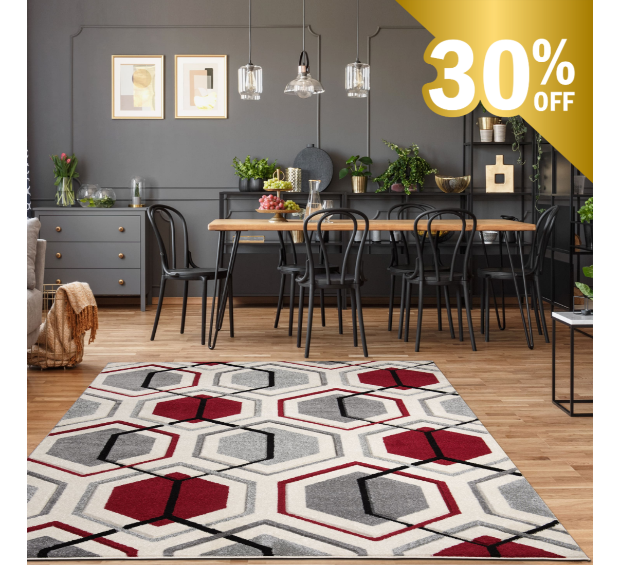 Elise Rug Cream-Red