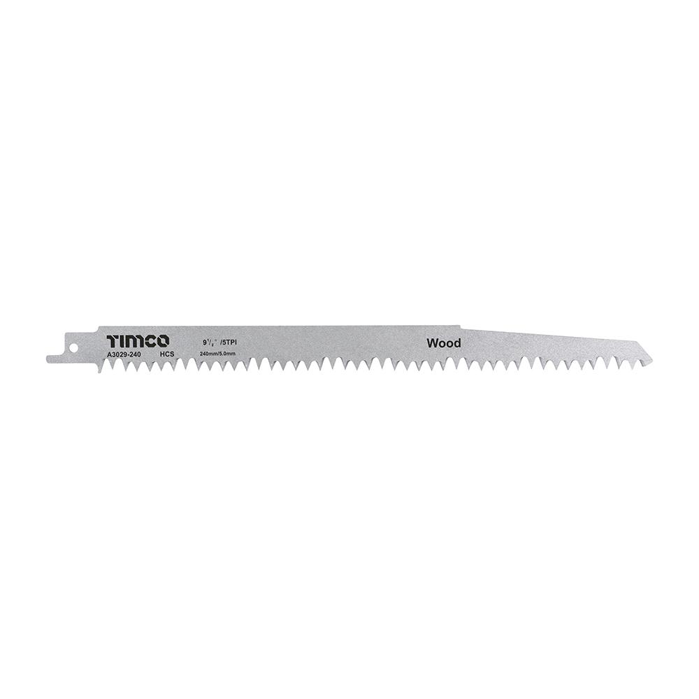 5TPI 5 pack HCS 240MM RECIP SAW BLADES FOR WOOD 