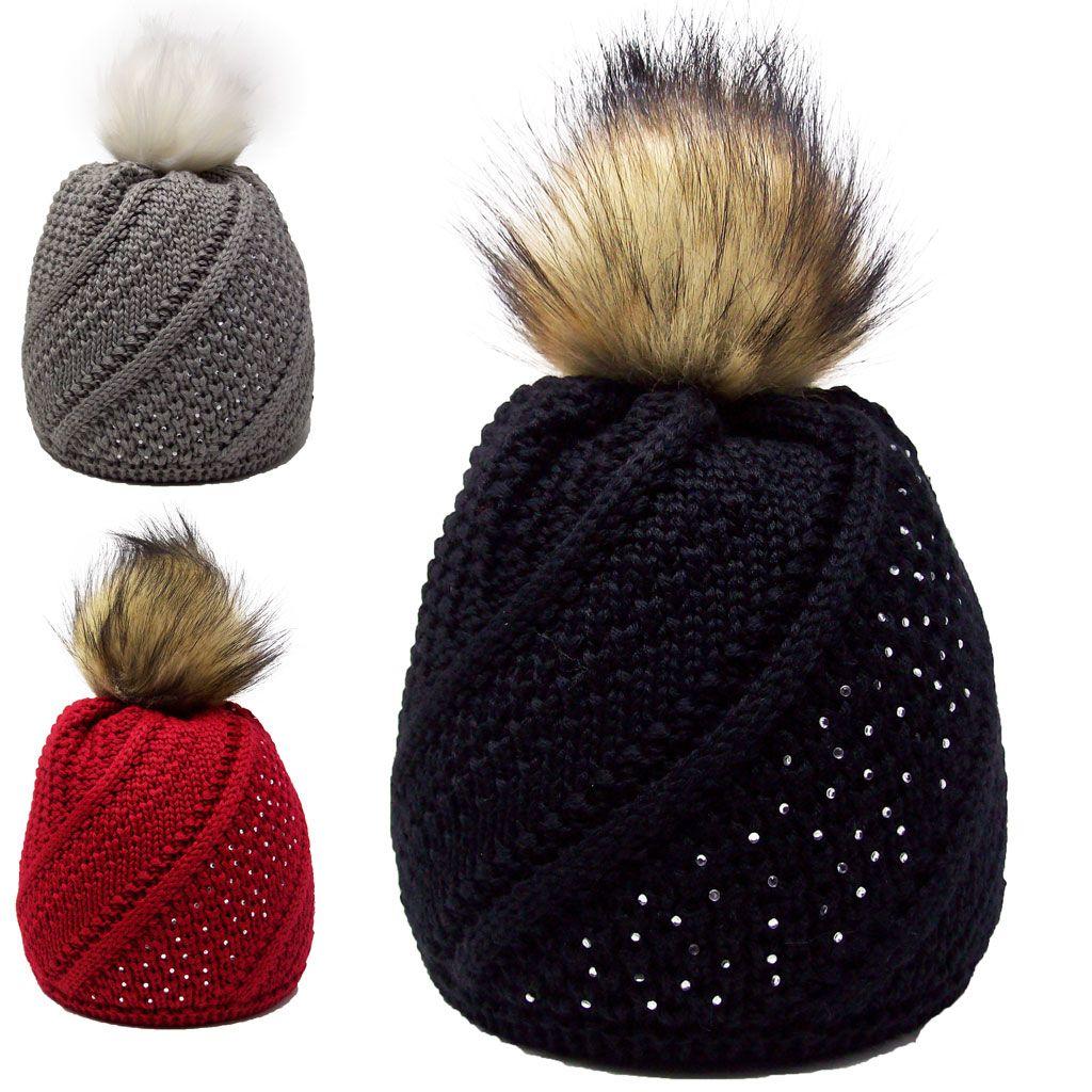 Eisbär Sita Lux Crystal One Size Lined Winter Hat with Light Brown Pompon