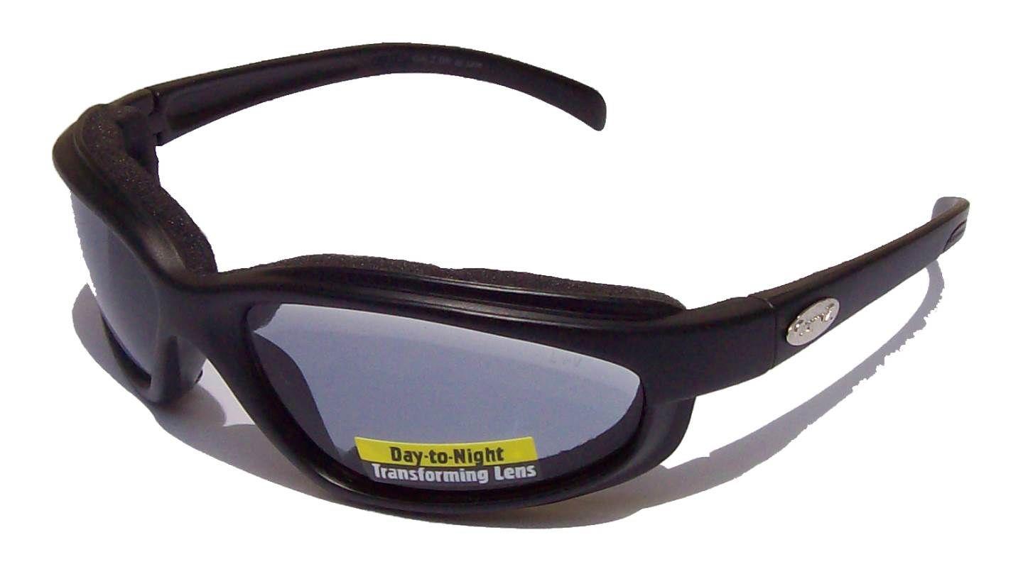 CURV-Z Padded Motorbike Biker SunglassesUV400 Smoke Lens with Flames Frame 