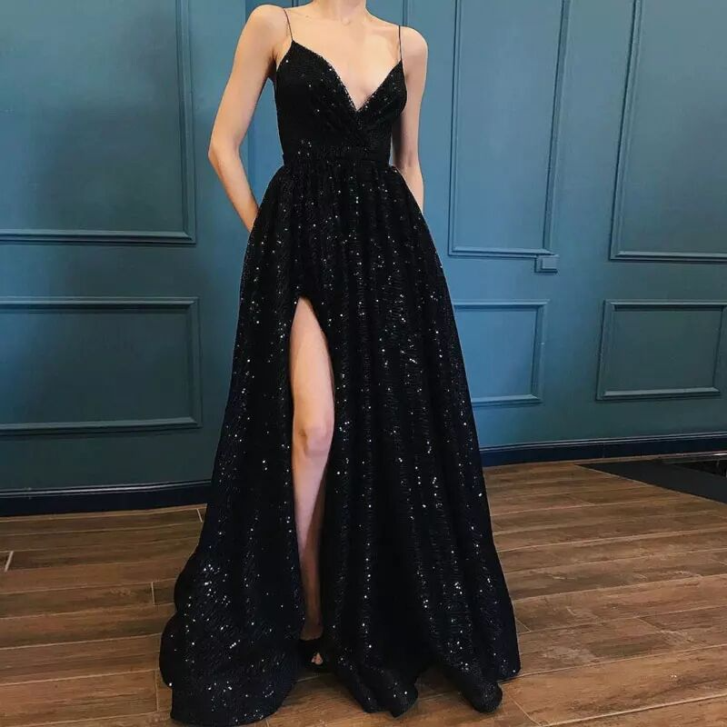 black deep v gown