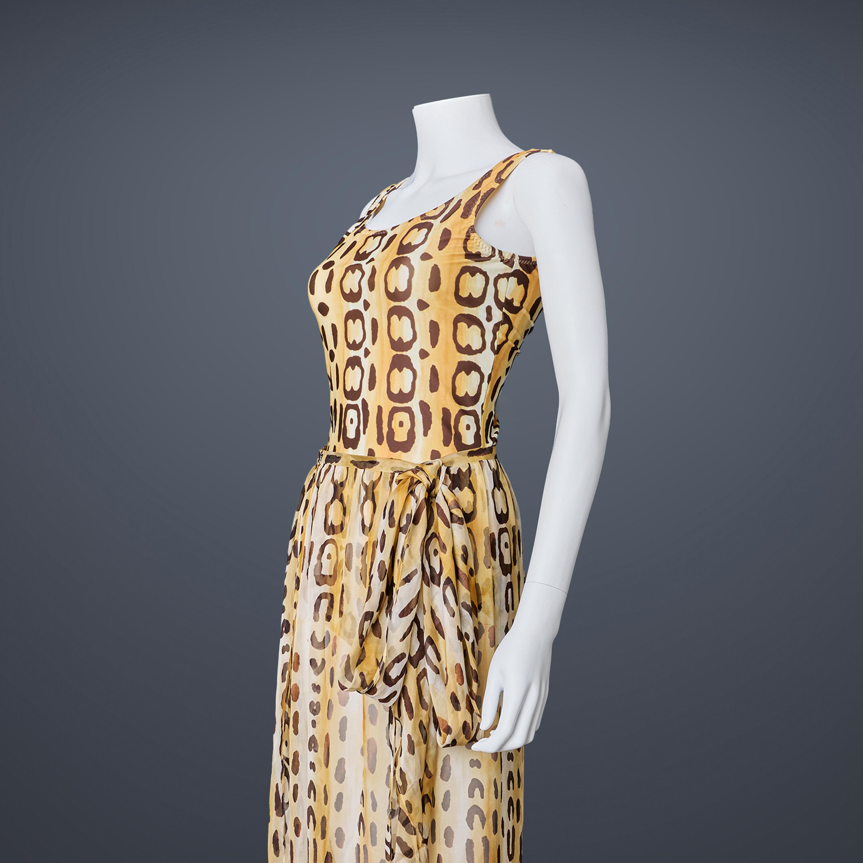 The Crown - Princess Diana's Screen-Matched Leopard-Print Swimming Costume, Worn By Elizabeth Debicki, close up view