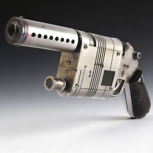 Original production-made NN-14 blaster prop used by Daisy Ridley as Rey in Star Wars: The Force Awakens.