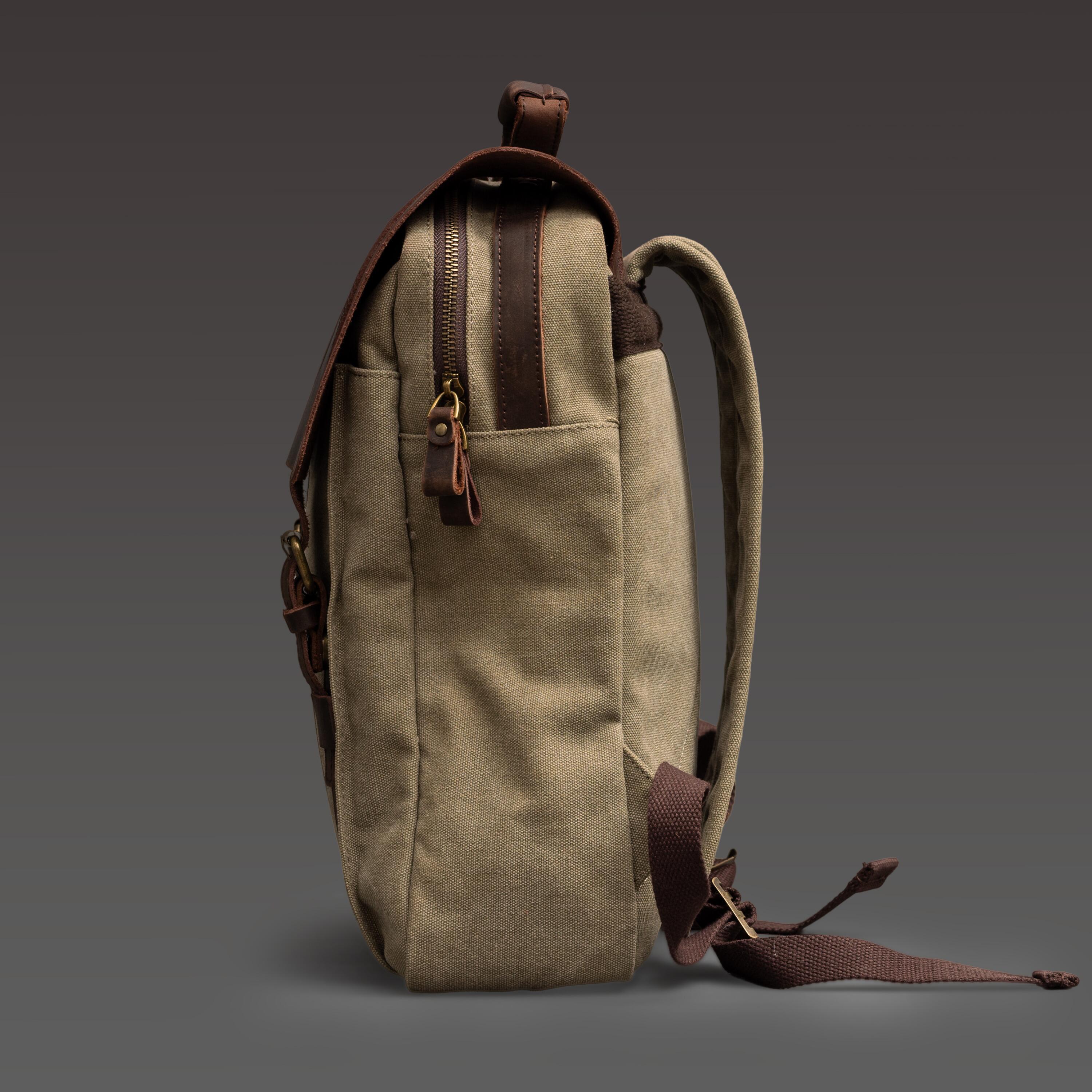 Side View - Paddington in Peru (2024) – Original Crew Gift Vintage Explorer-Style Backpack