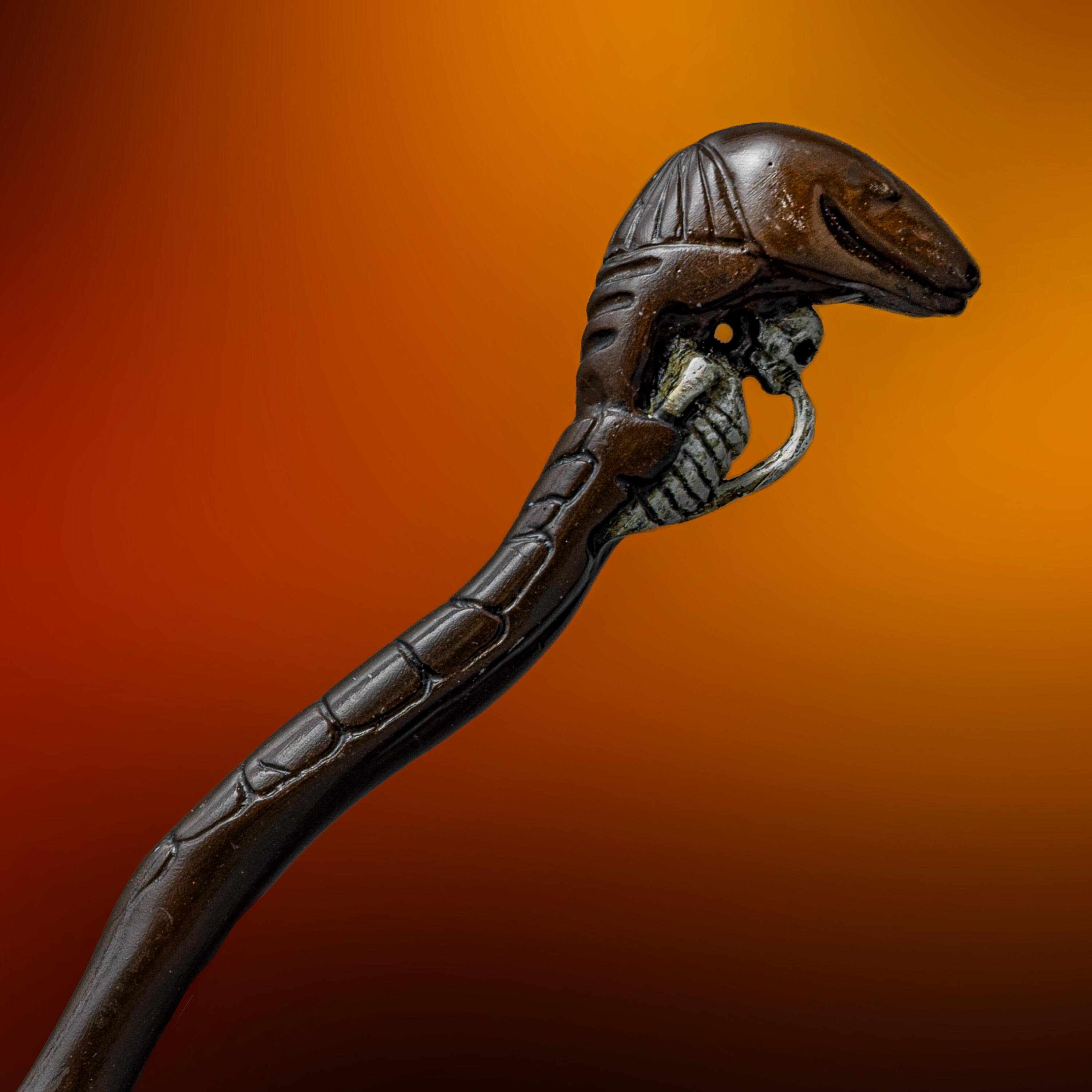 Close up on Head - An original production-made Death Eater Skull Wand created for Harry Potter and the Deathly Hallows: Part 1 (2010) and Part 2 (2011).