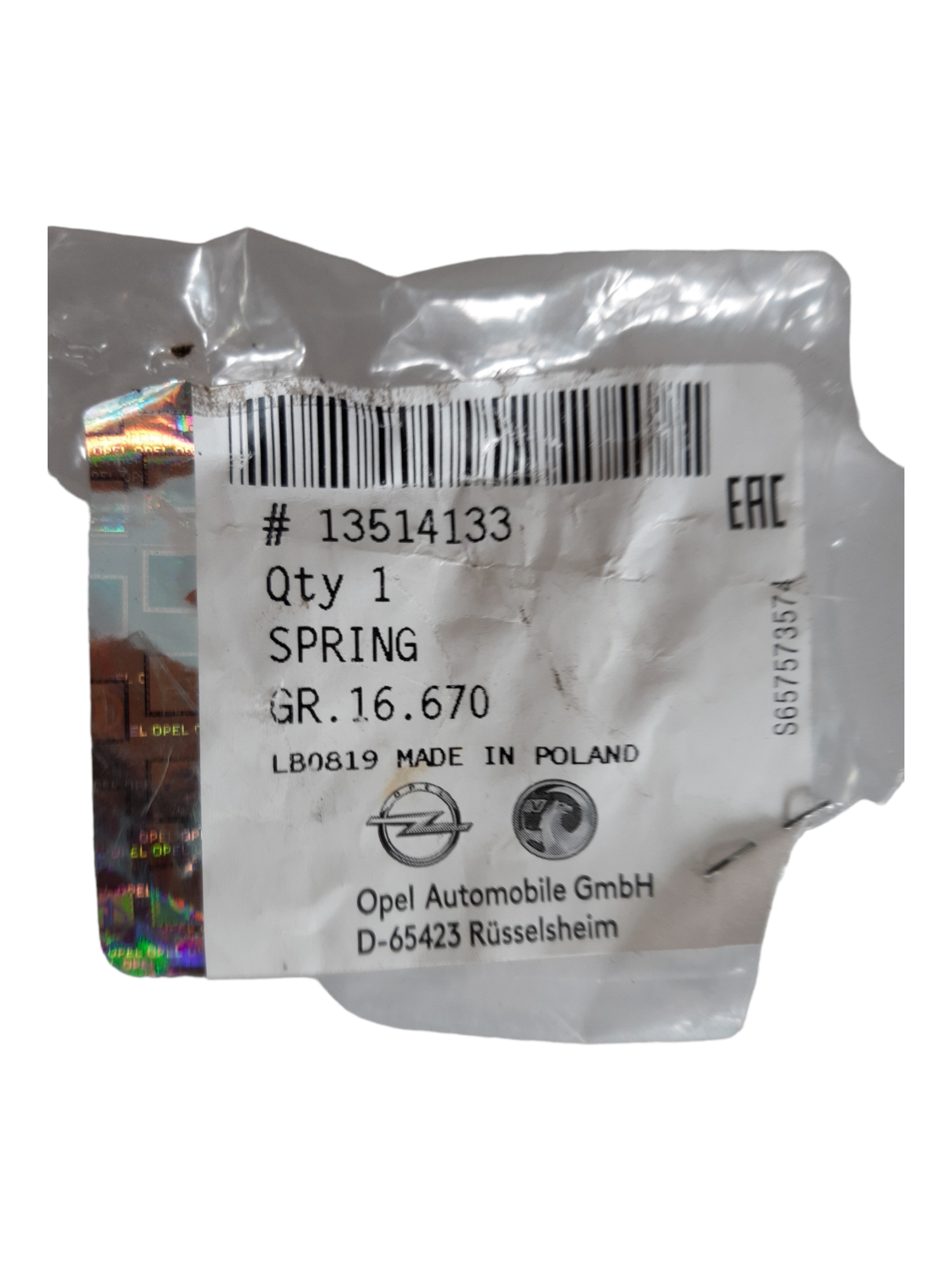 Vauxhall Rear Seat Spring original equipment