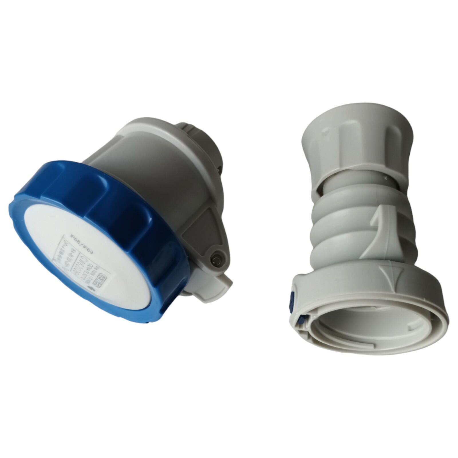 GFN Parts Gewiss Straight Connector 200-250V 50/60 Hz -Blue 6H Screw Wiring detail view