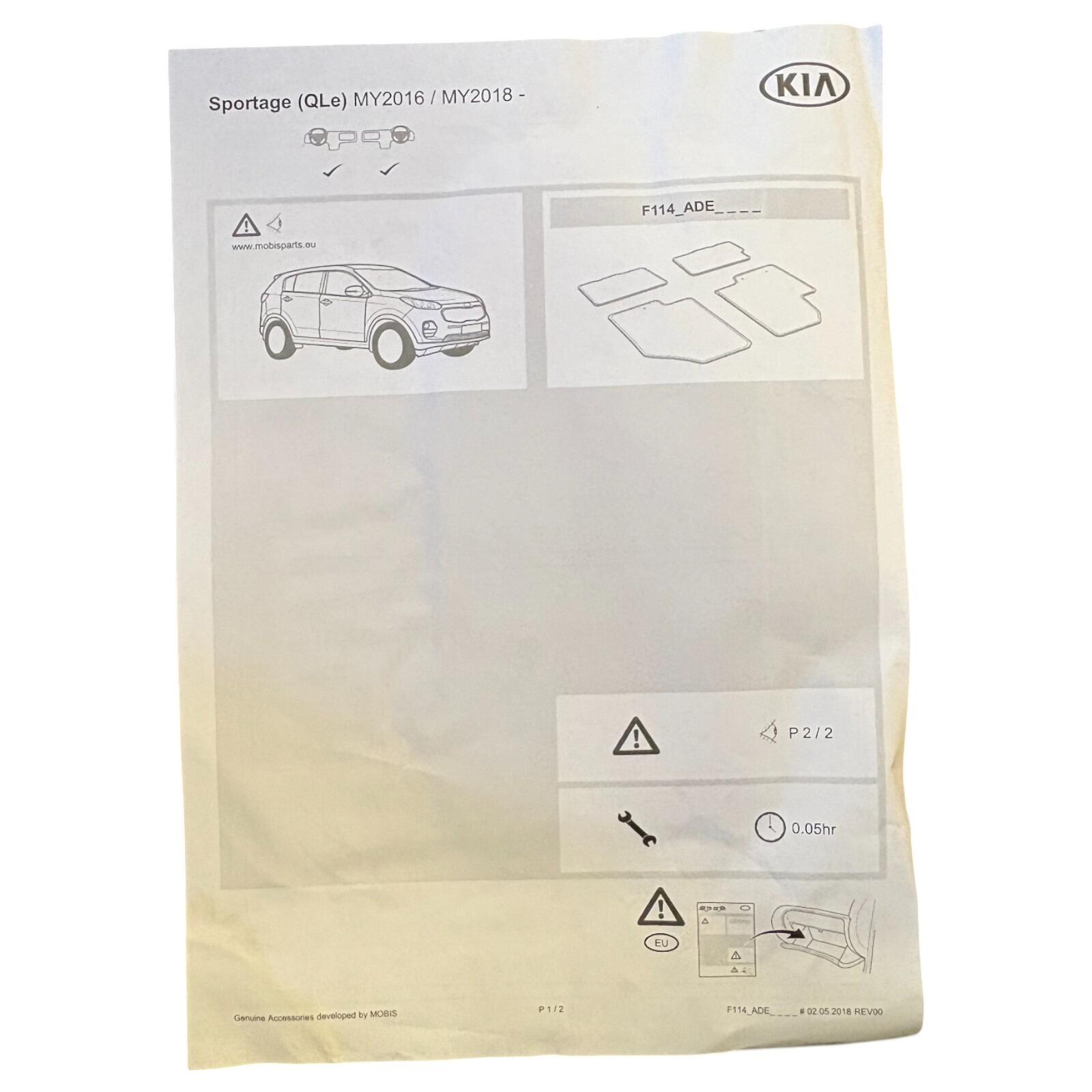 OEM KIA Sportage GT Line Velour Black Floor Mat detail view
