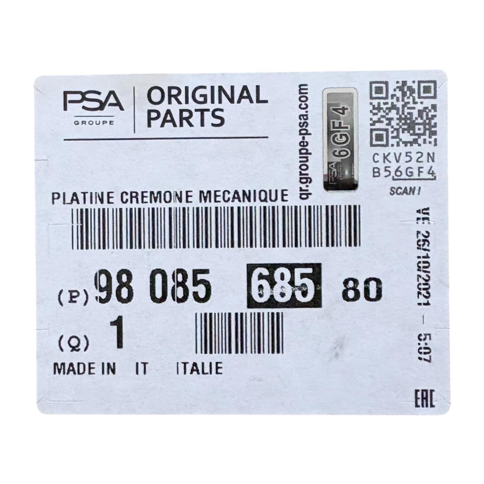 Genuine PSA Vauxhall / Peugeot / Citroen Rear Hinged Door Lock - Part Number 9808568580