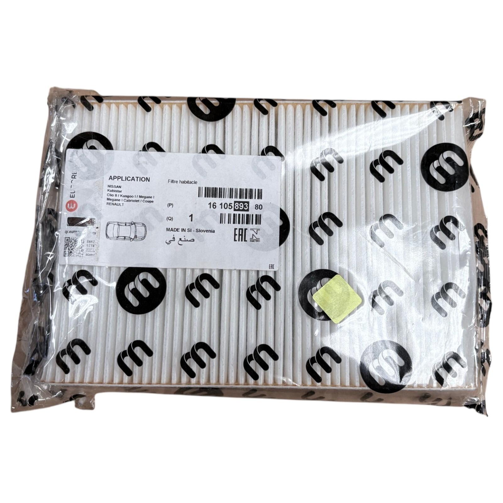 Replacement Eurorepar Pollen filter fits Nissan / Renault — part number 1610589380