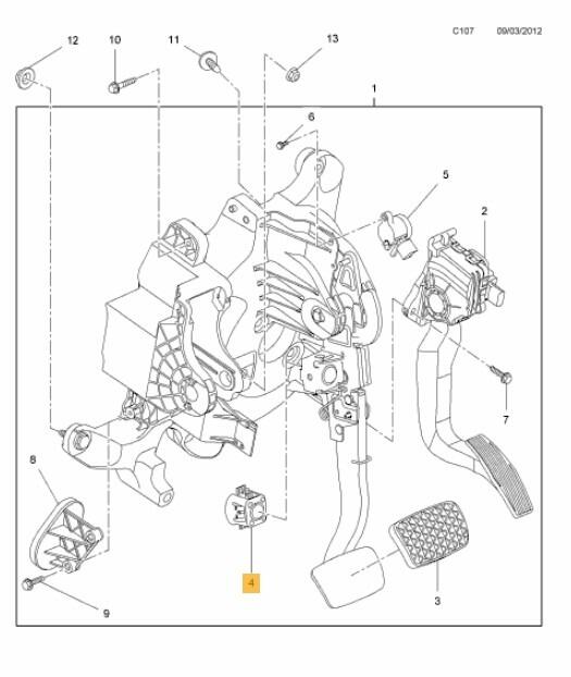 OEM Vauxhall Mokka / Mokka X Brake Pedal Piston Rod Clip (95230220)