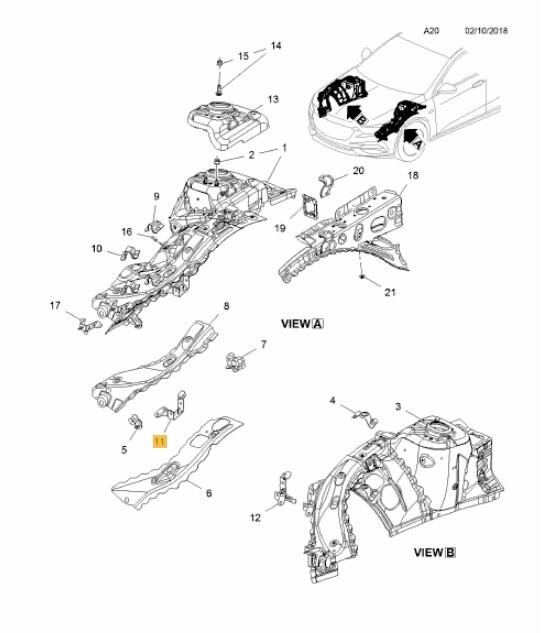 Direct-fit Vauxhall Insignia B LH NS Front Wing Bracket YR00119880 — part number 13489028