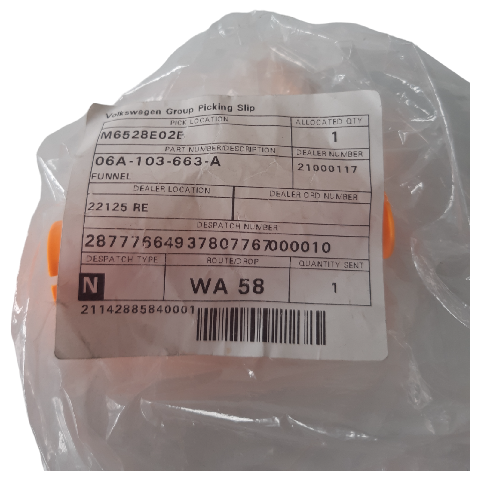 Volkswagen Audi SEAT Dipstick Guide Tube automotive part