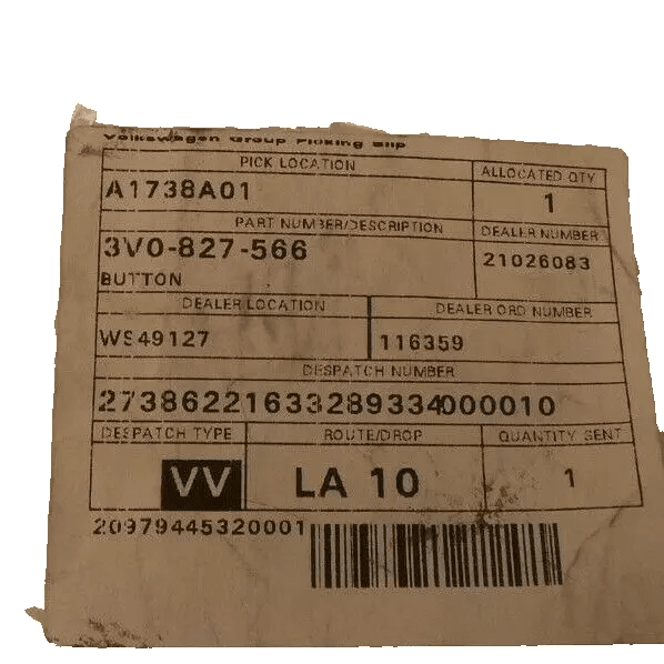 Volkswagen Push Button For Electric Tailgate Lid Lock Actuator original equipment