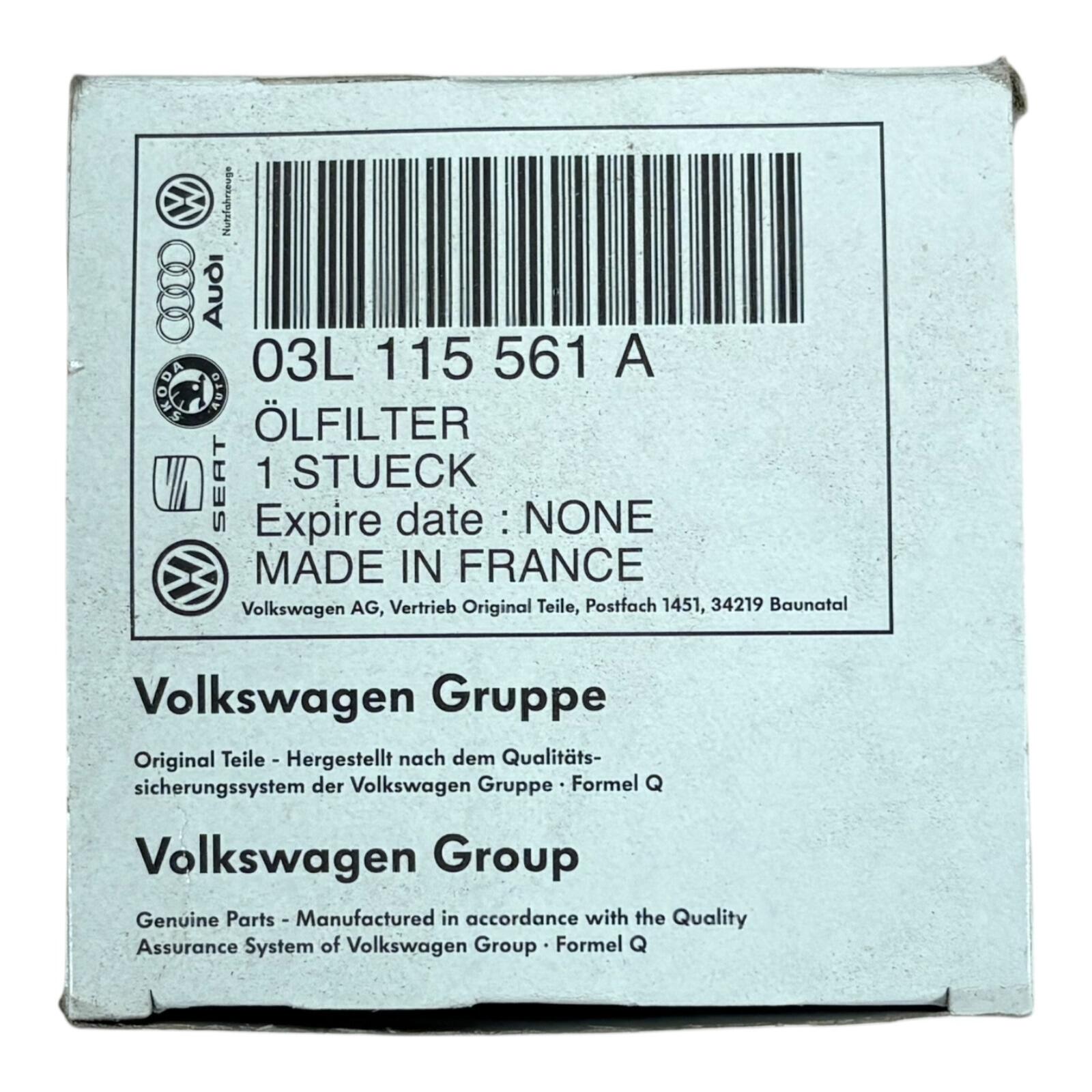 OEM Volkswagen Audi SEAT Skoda Oil filter detail view