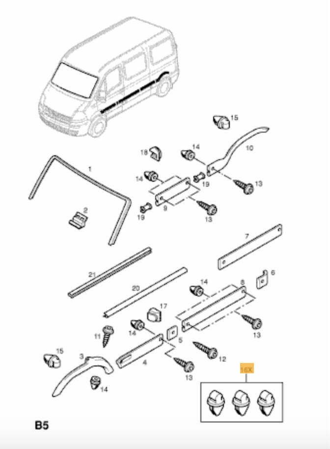Vauxhall OEM Movano A Trim Clip Kit