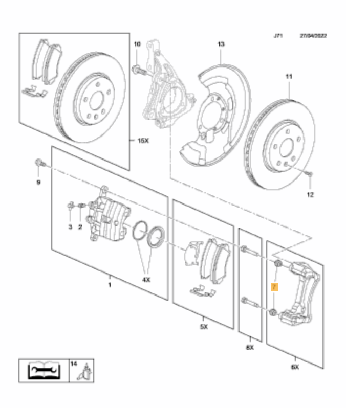 Authentic Vauxhall Zafira C Front Brake Caliper Sleeve (15851364)