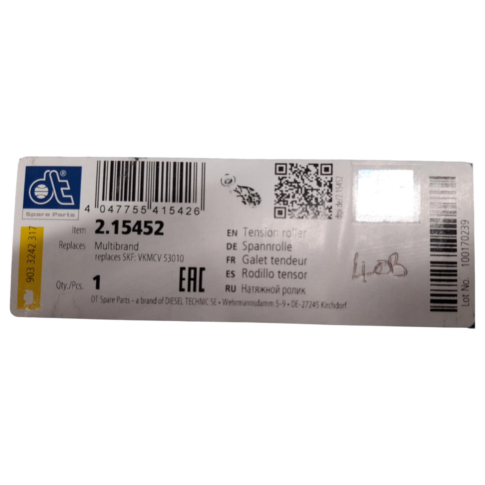 DT Spare Parts Tension roller fits Renault Volvo trucks 2.