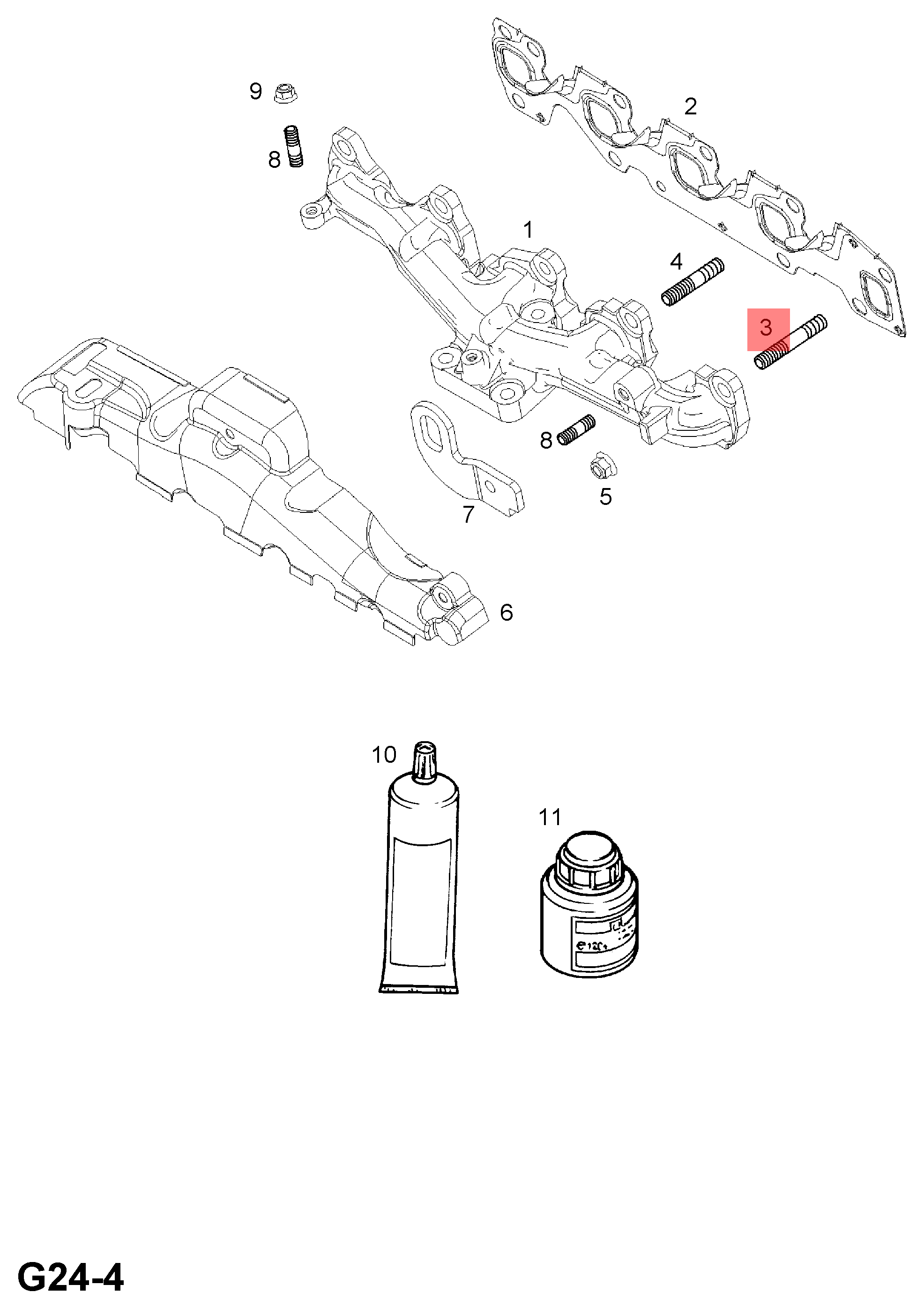 Vauxhall OEM Exhaust Manifold to Cylinder Head Stud original equipment