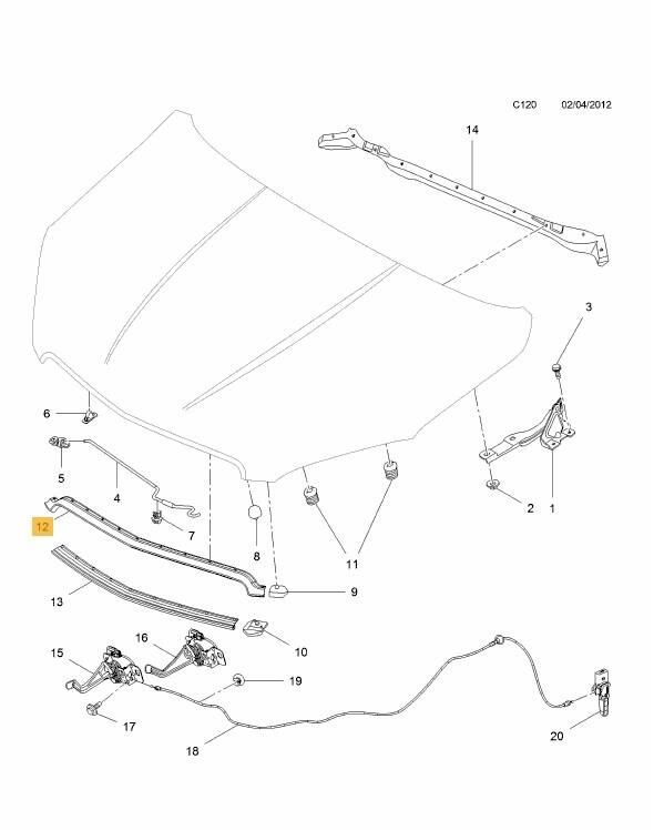 Vauxhall Mokka Bonnet opening weatherstrip automotive part