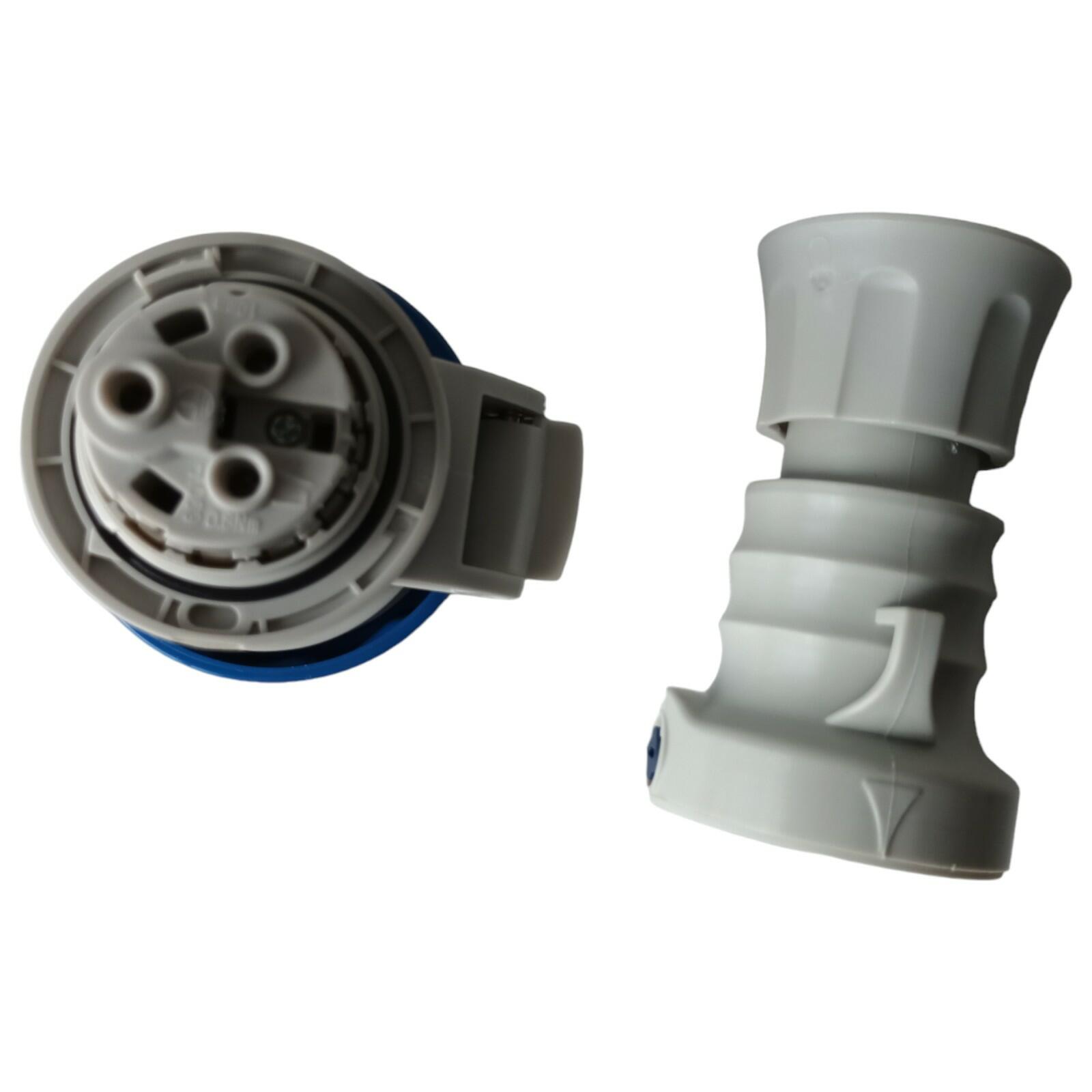 GFN Parts Gewiss Straight Connector 200-250V 50/60 Hz -Blue 6H Screw Wiring close up view