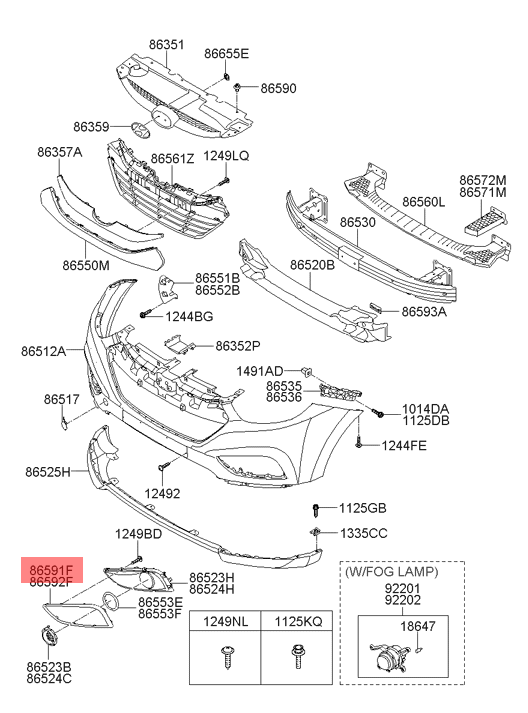 Hyundai ix35 / Tucson Front LH Bumper Moulding original equipment