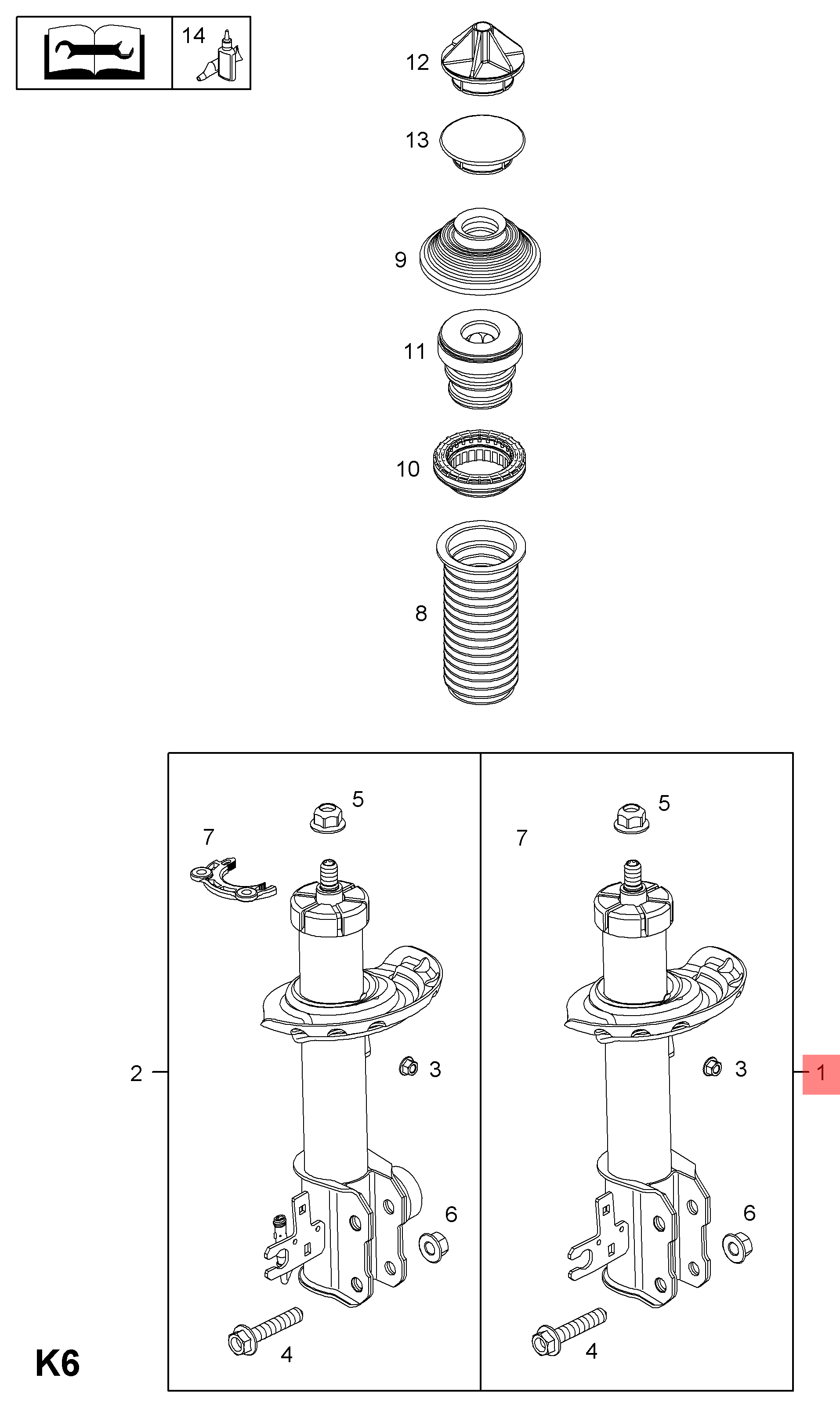 Vauxhall Astra H Front RH OS Shock Absorber original equipment