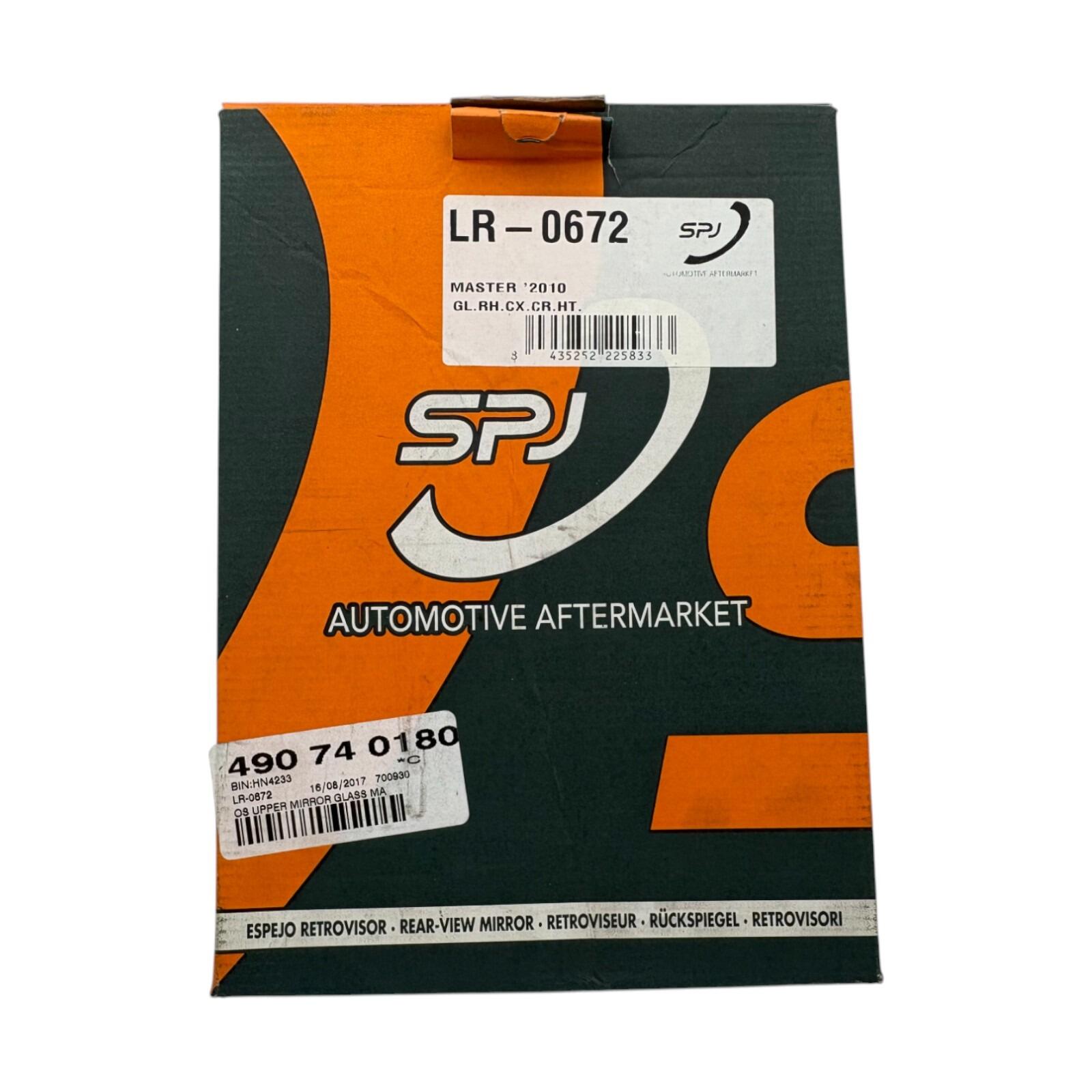 Replacement SPJ RH OS Upper wing mirror glass Master LR0672