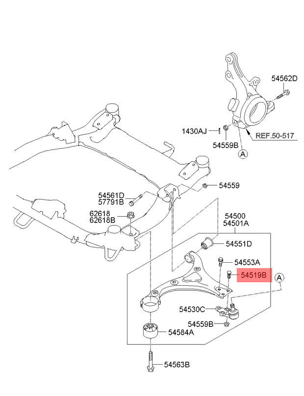 Genuine Hyundai ix35 Ball Joint Bolt — OEM-grade replacement — part number 545193R000