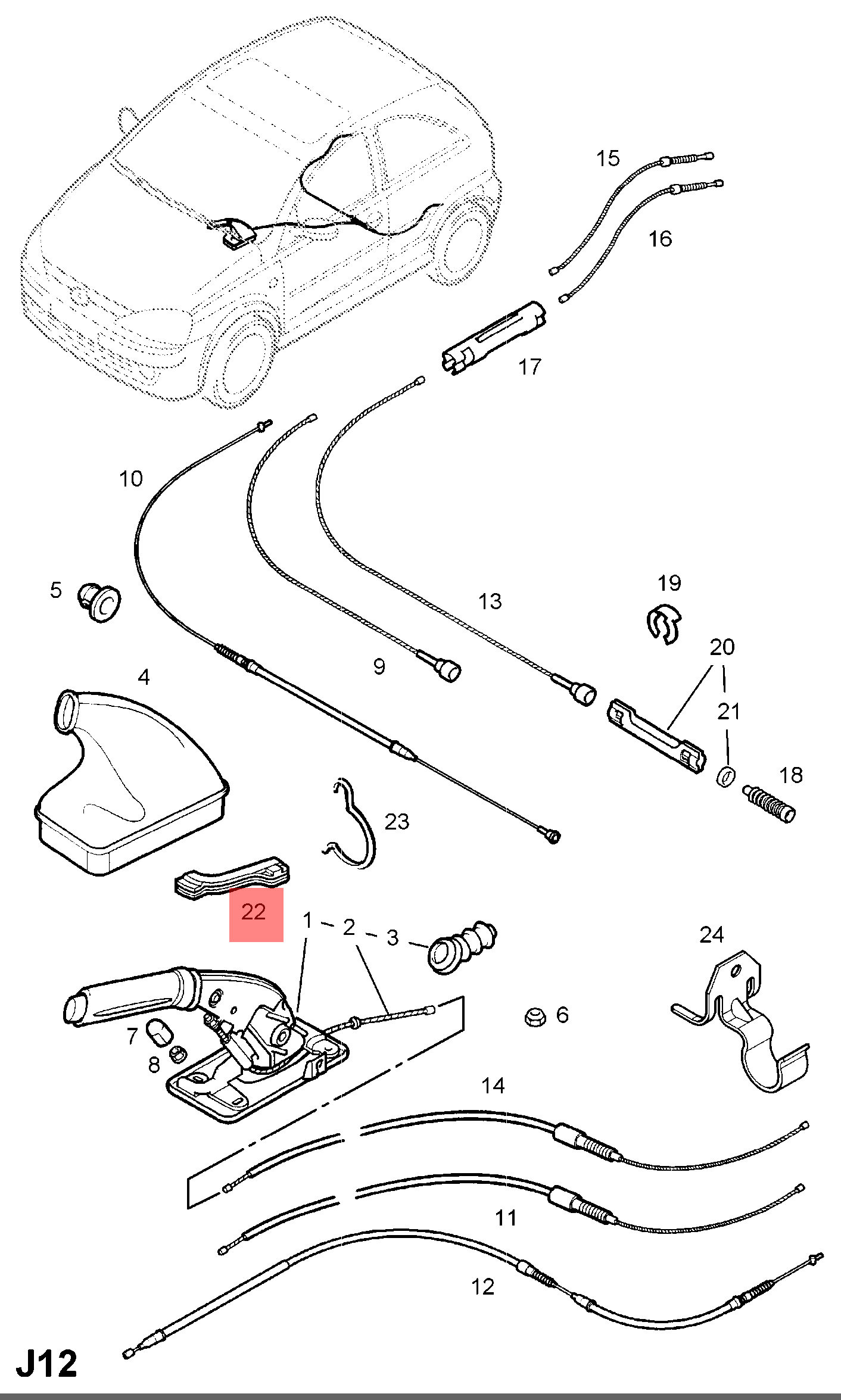 Genuine Vauxhall Corsa / Tigra Handbrake Cable Control Guide — workshop-quality OEM replacement