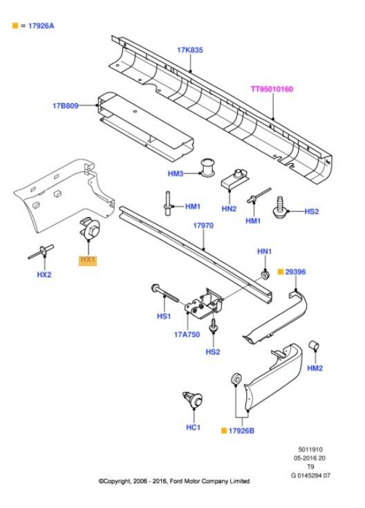 Ford OEM Transit (CY / DY / EY / FY / TT9) Rear bumper retainer