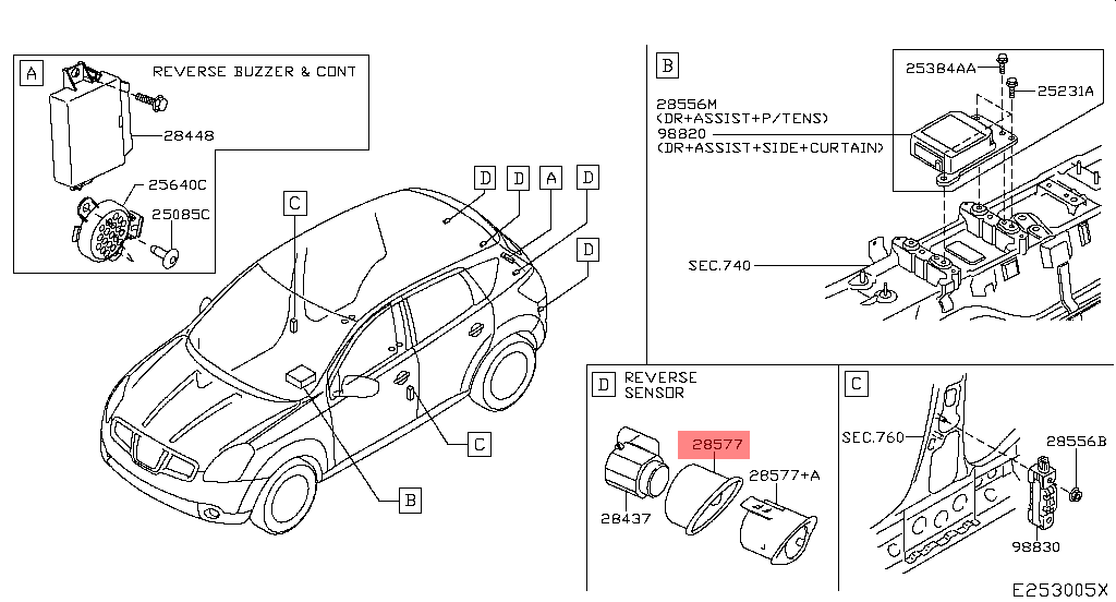 Nissan OEM Qashqai (J10E / ) Rear Parking Sensor Cover
