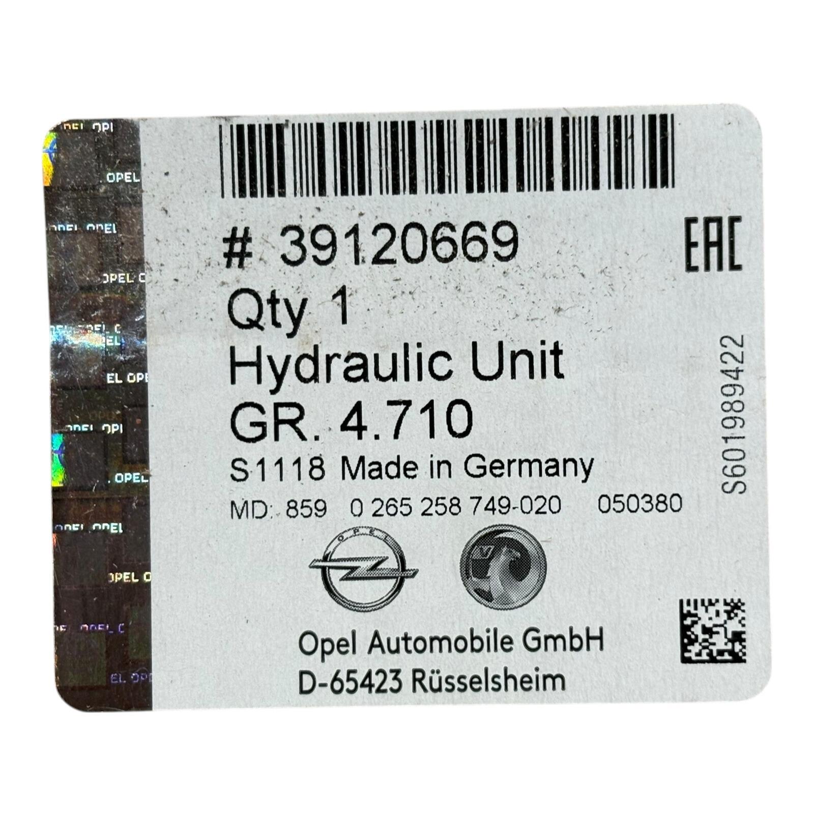 Vauxhall Astra K ABS Hydraulic unit product image