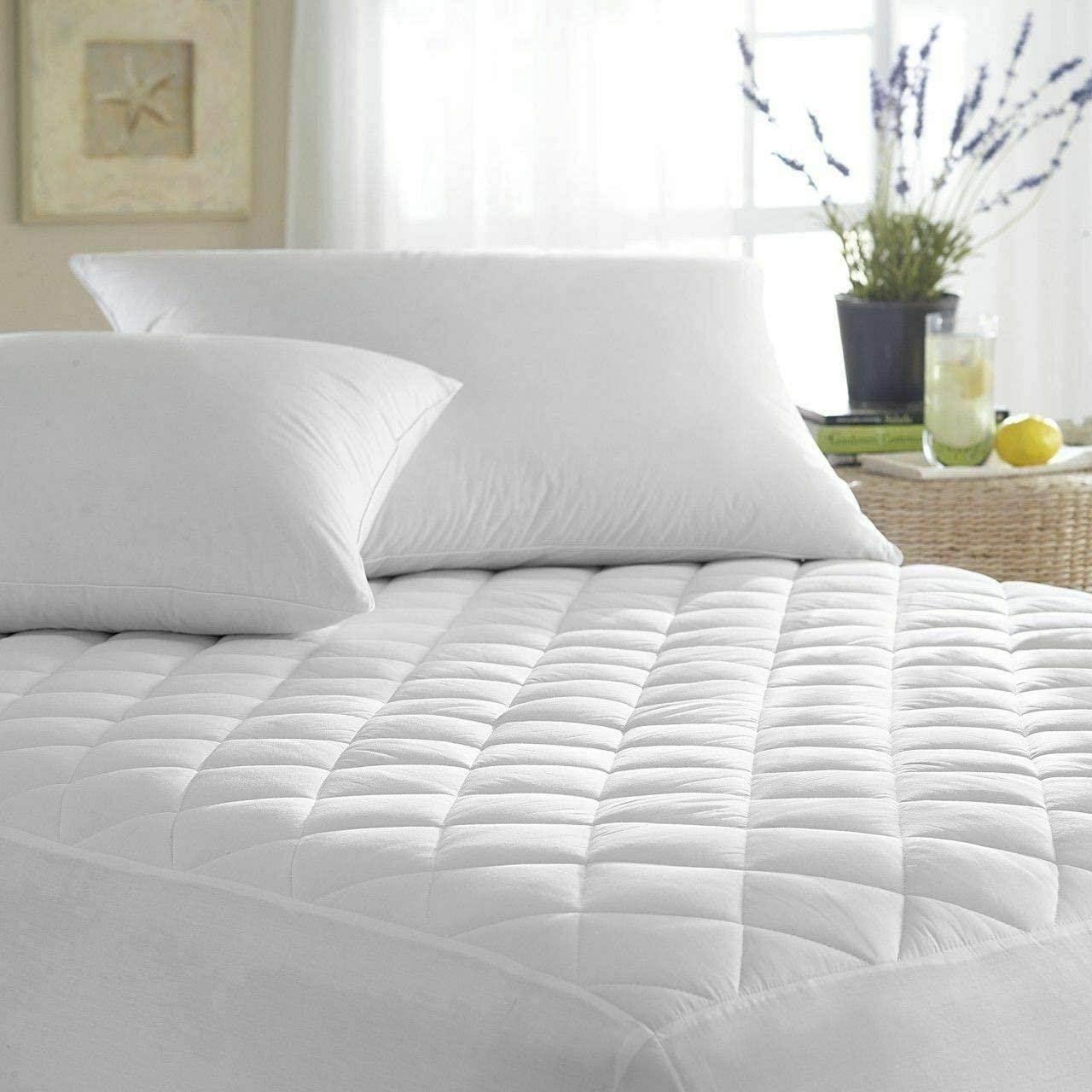 Breathable Noiseless Hypoallergenic ZNR Triple Filled Quilted Mattress Protector Super king Mattress Topper Fitted Sheet Style Bed Cover 40 CM Extra Deep Skirt Dust Mite Proof 