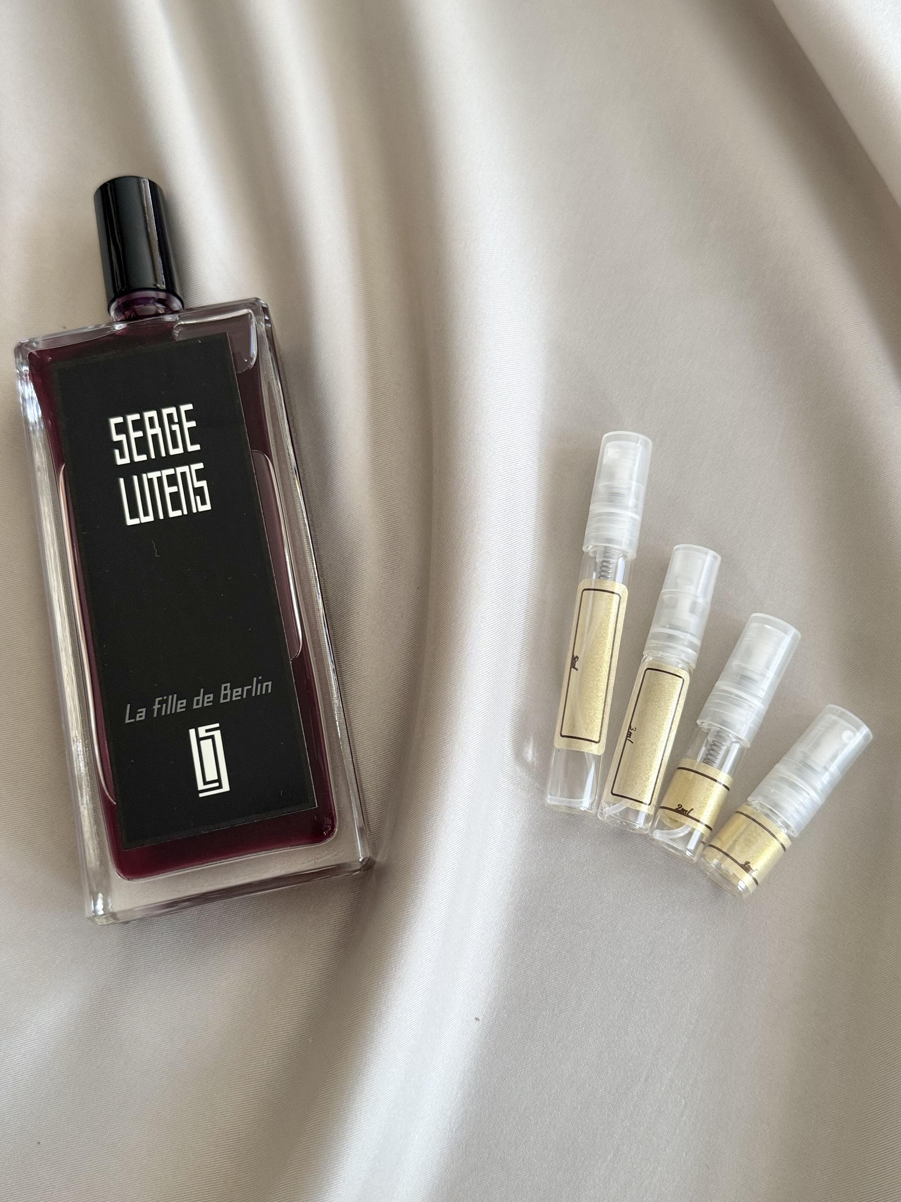 Serge Lutens La Fille de Berlin with sample bottles