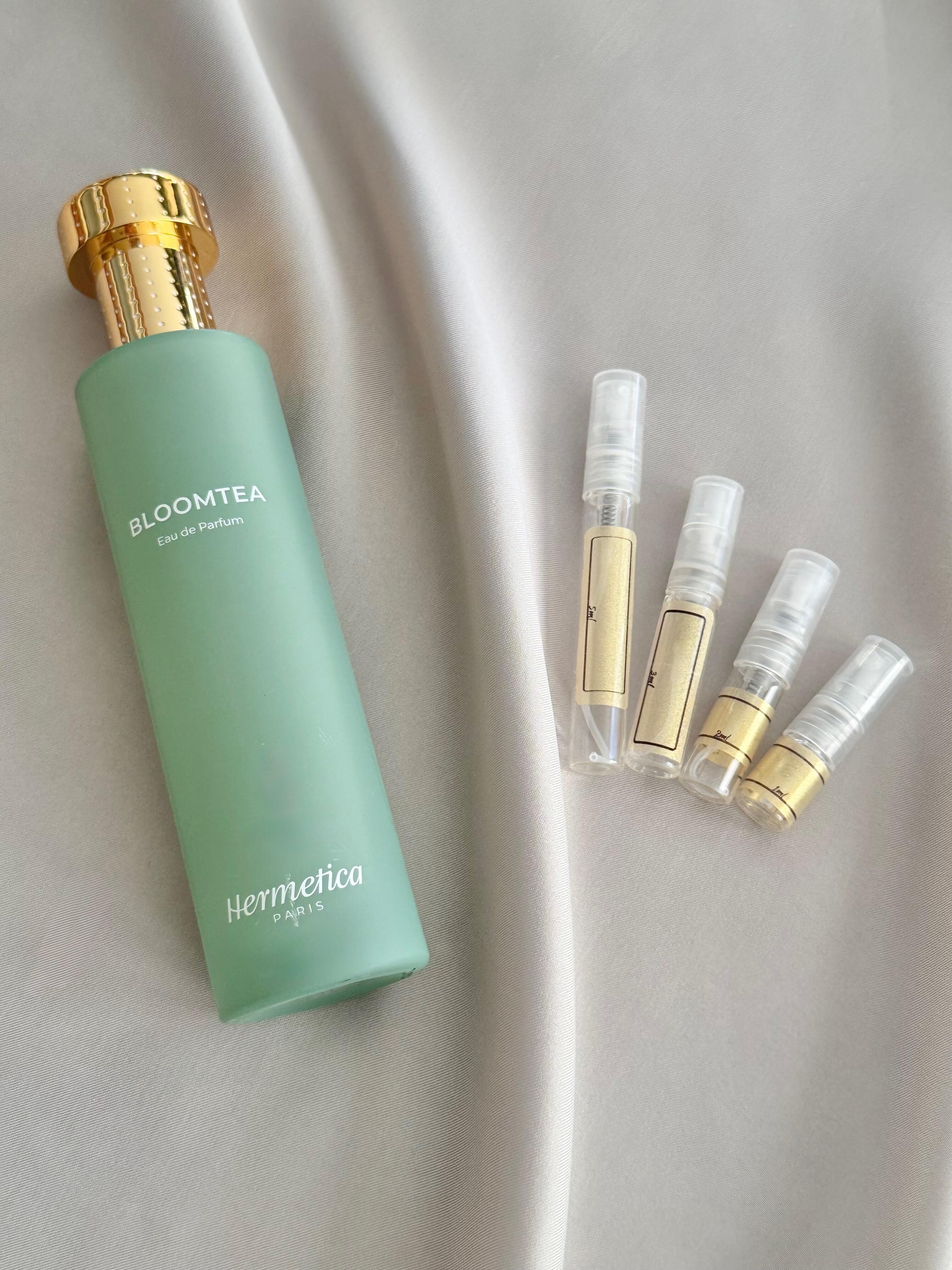 Hermetica Bloomtea and samples bottles