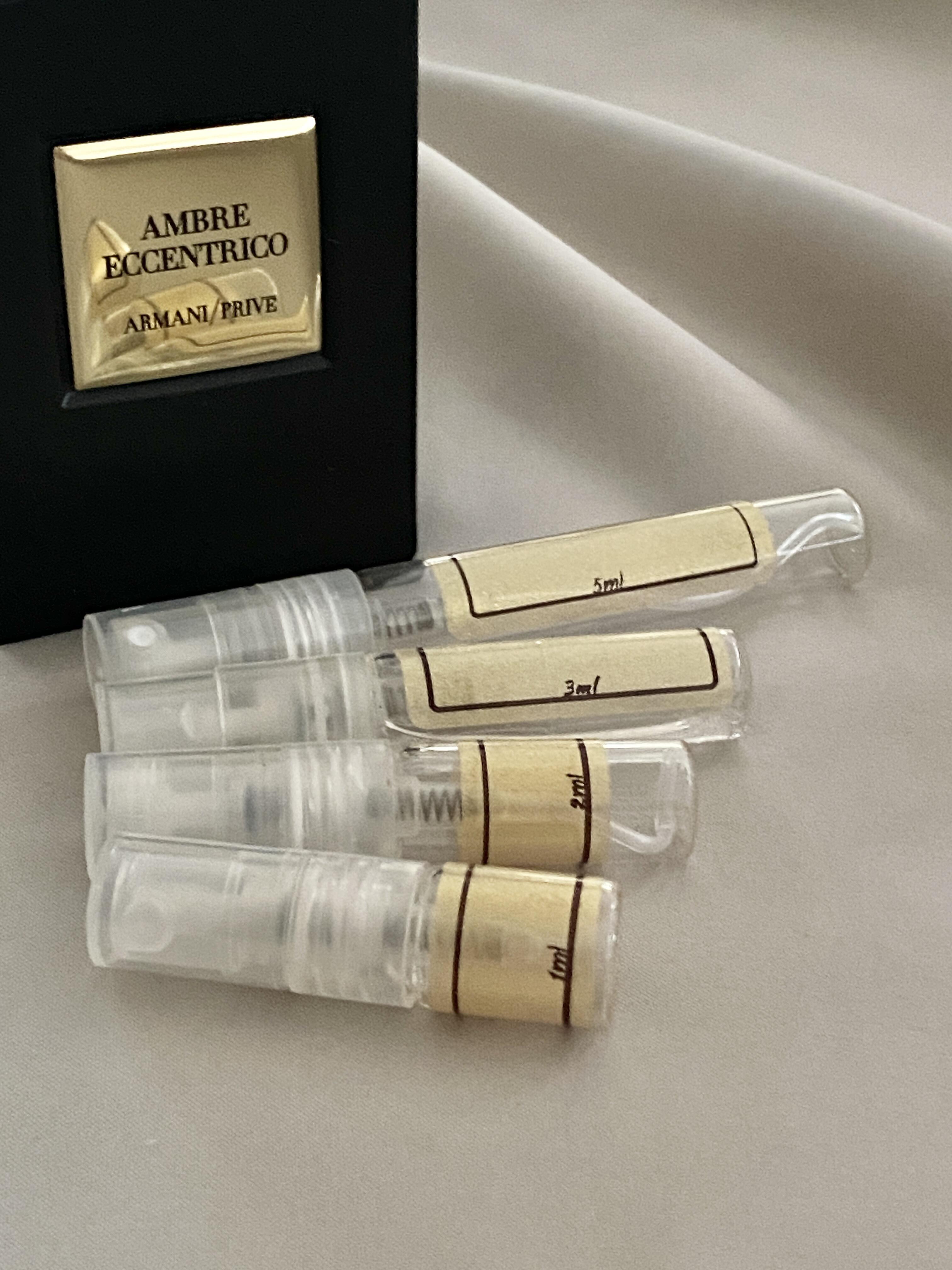 Armani Prive Ambre Eccentrico and sample bottles