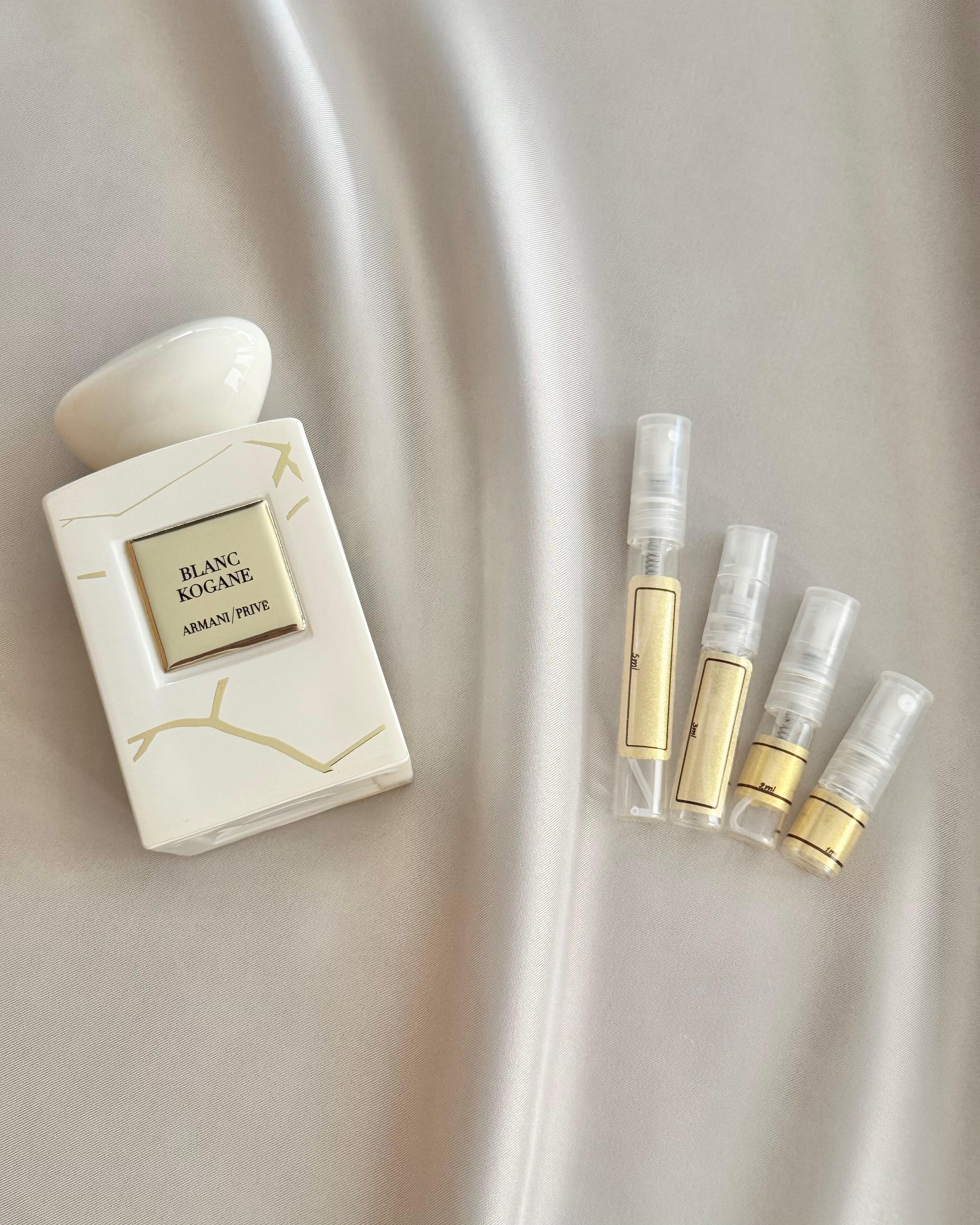 Armani Privé Blanc Kogane with sample bottles