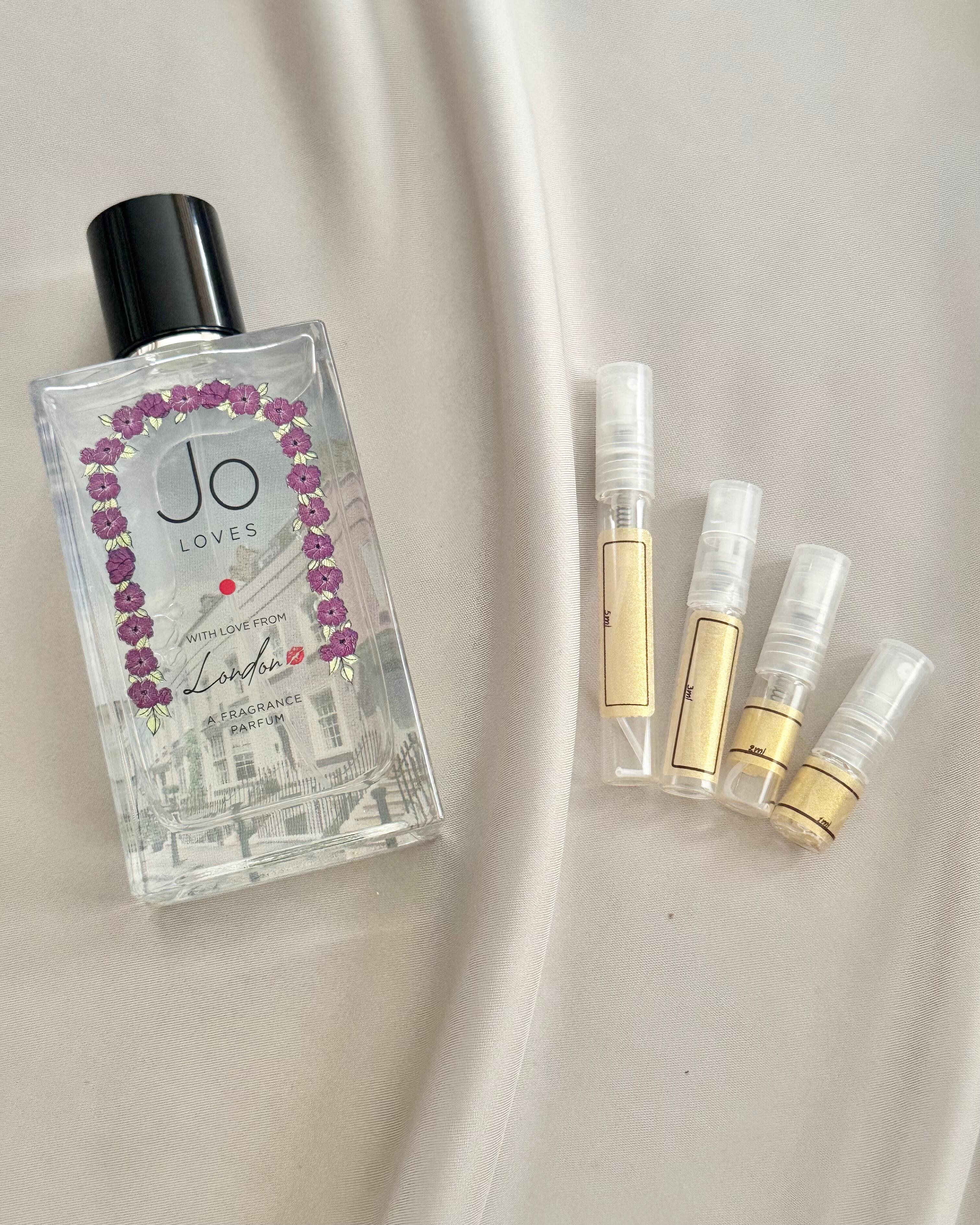 Jo Loves With Love from London with sample bottles