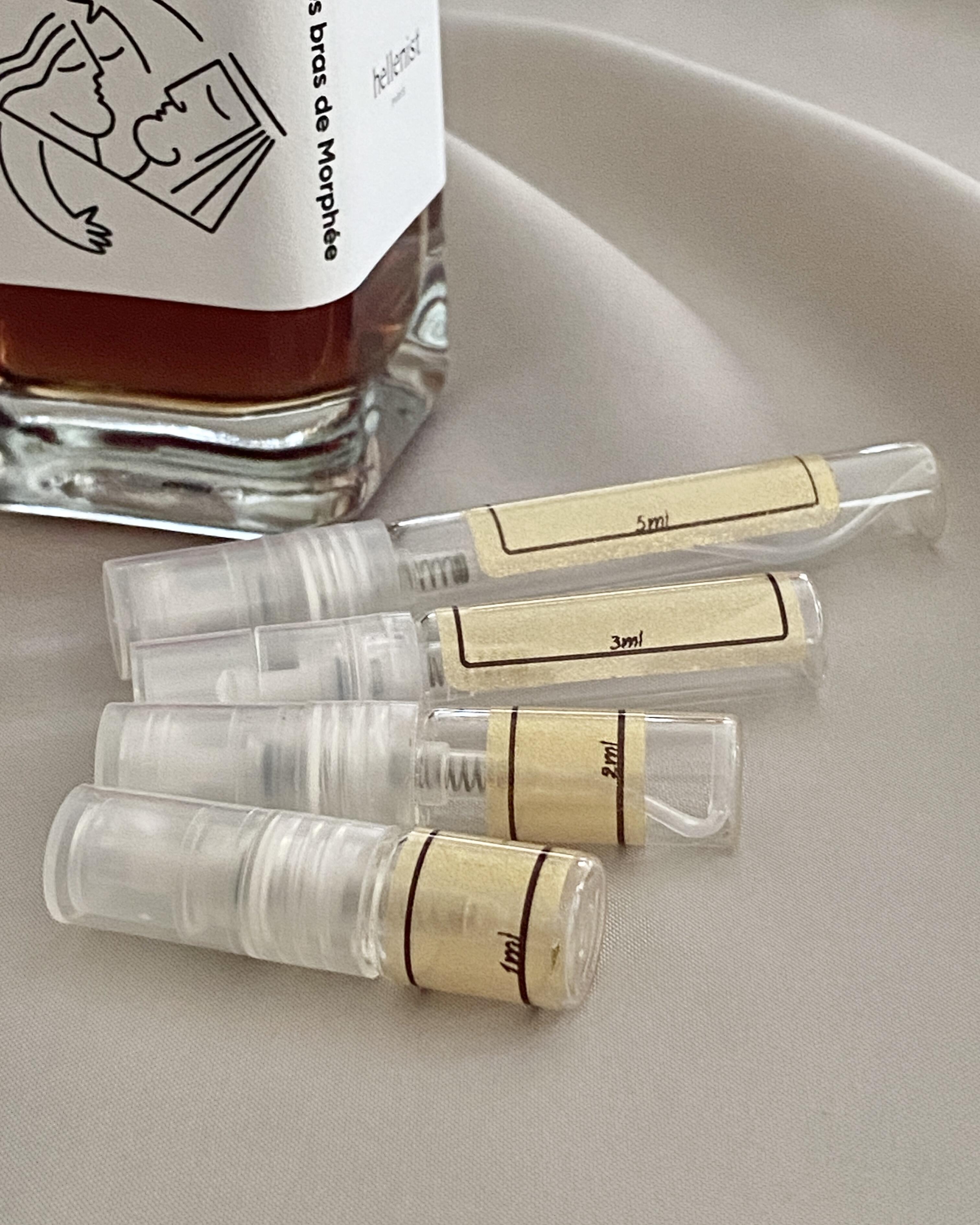 Hellenist Les Bras de Morphée and sample bottles