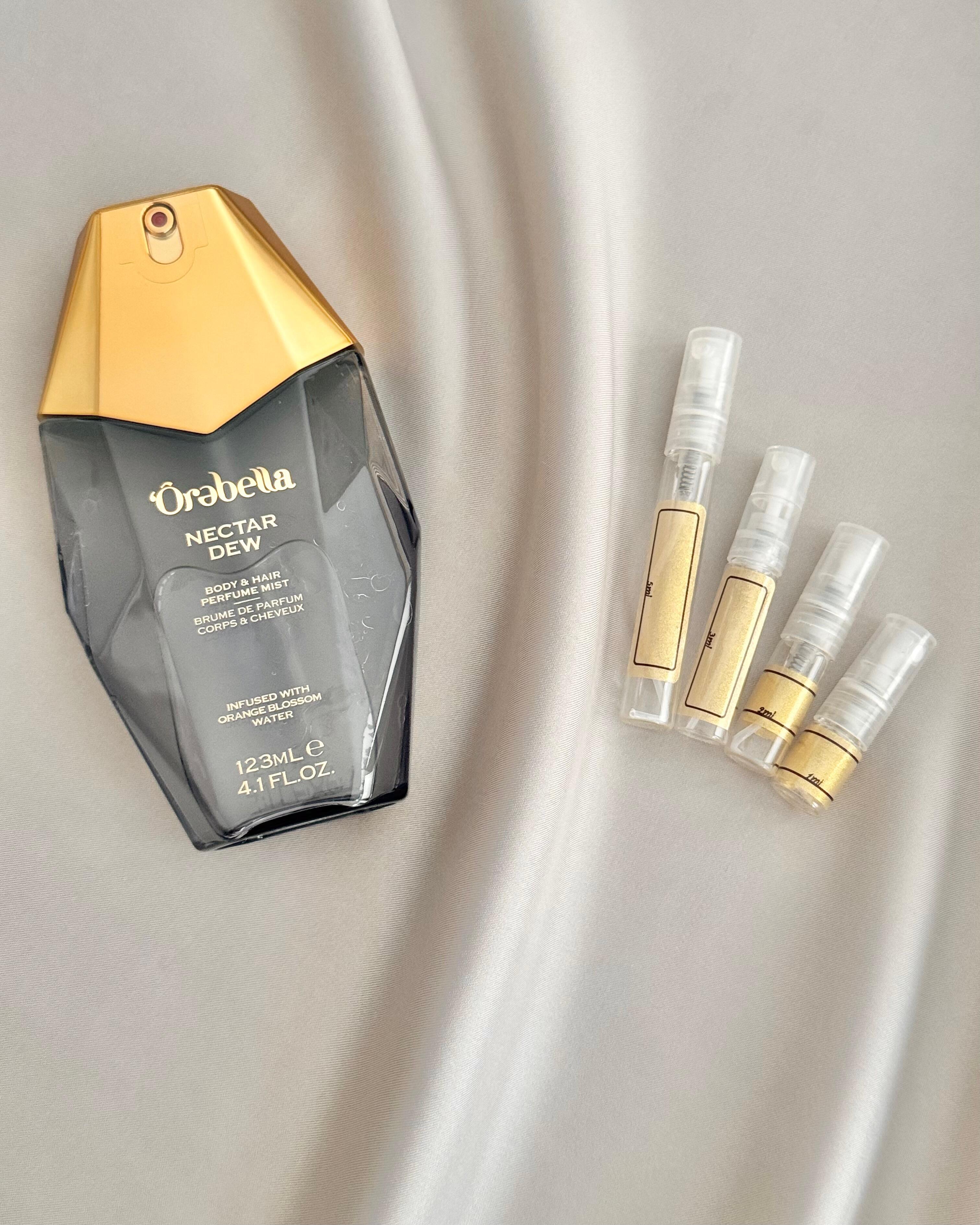 Orebella Nectar Dew Body Mist with sample bottles